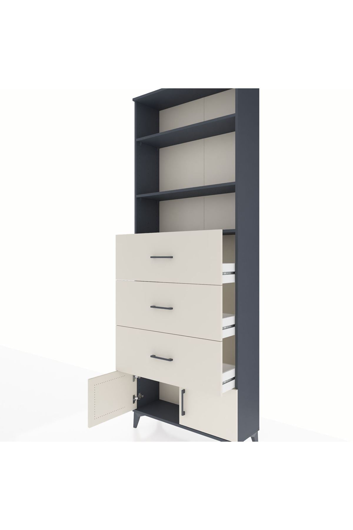 Arges Dolap 3 Raflı 3 Çekmeceli 2 Kapaklı 88x30x243 - S33M202V4A