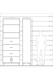 Arges Dolap 3 Raflı 3 Çekmeceli 2 Kapaklı 88x30x243 - S33M202V4A