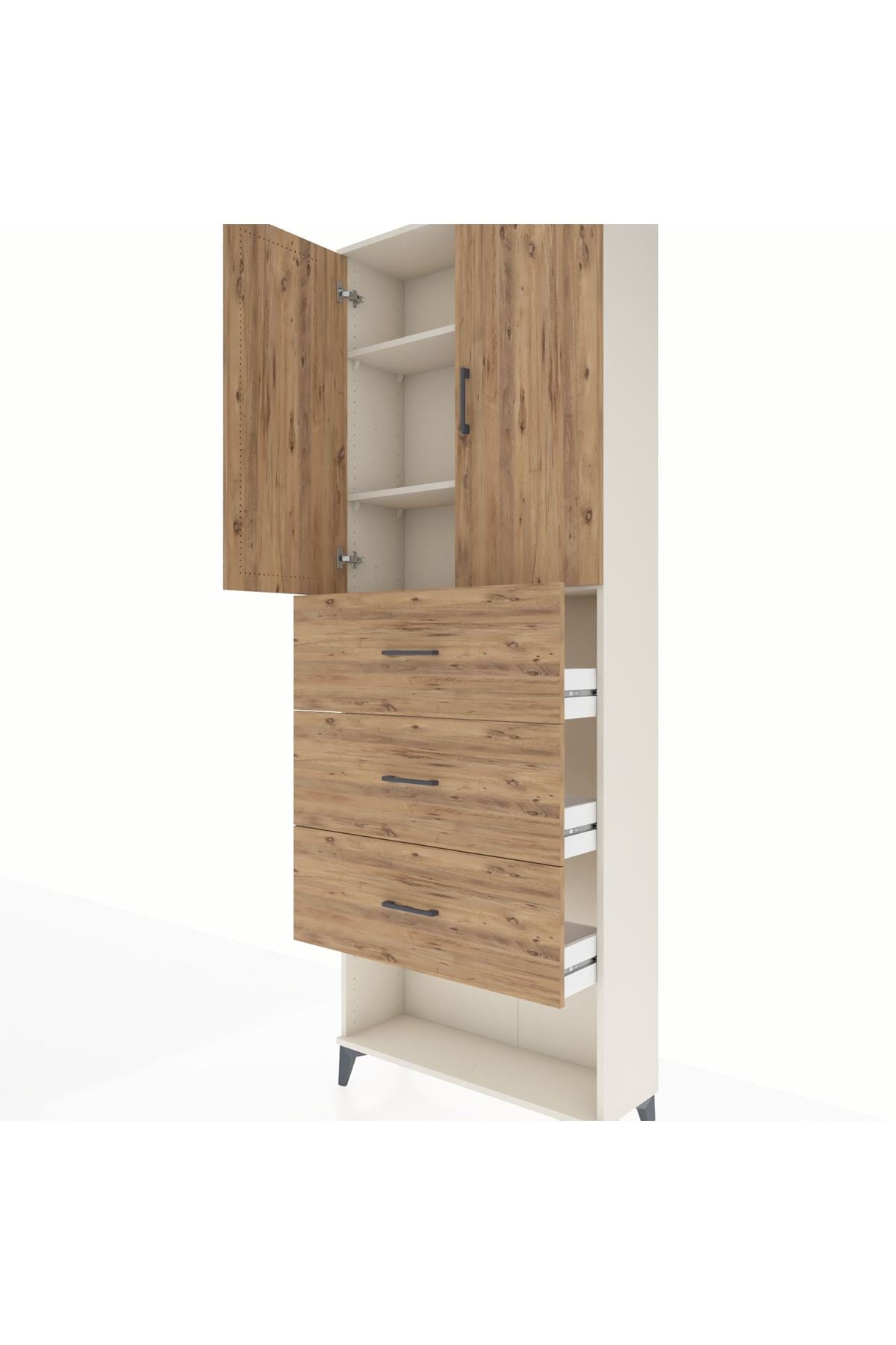 Arges Dolap 3 Raflı 3 Çekmeceli 2 Kapaklı 88x30x243 - S33M203V3A