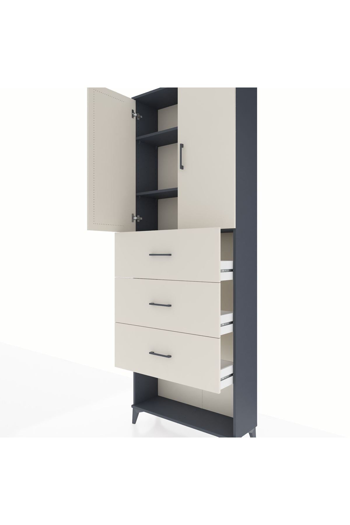 Arges Dolap 3 Raflı 3 Çekmeceli 2 Kapaklı 88x30x243 - S33M203V4A