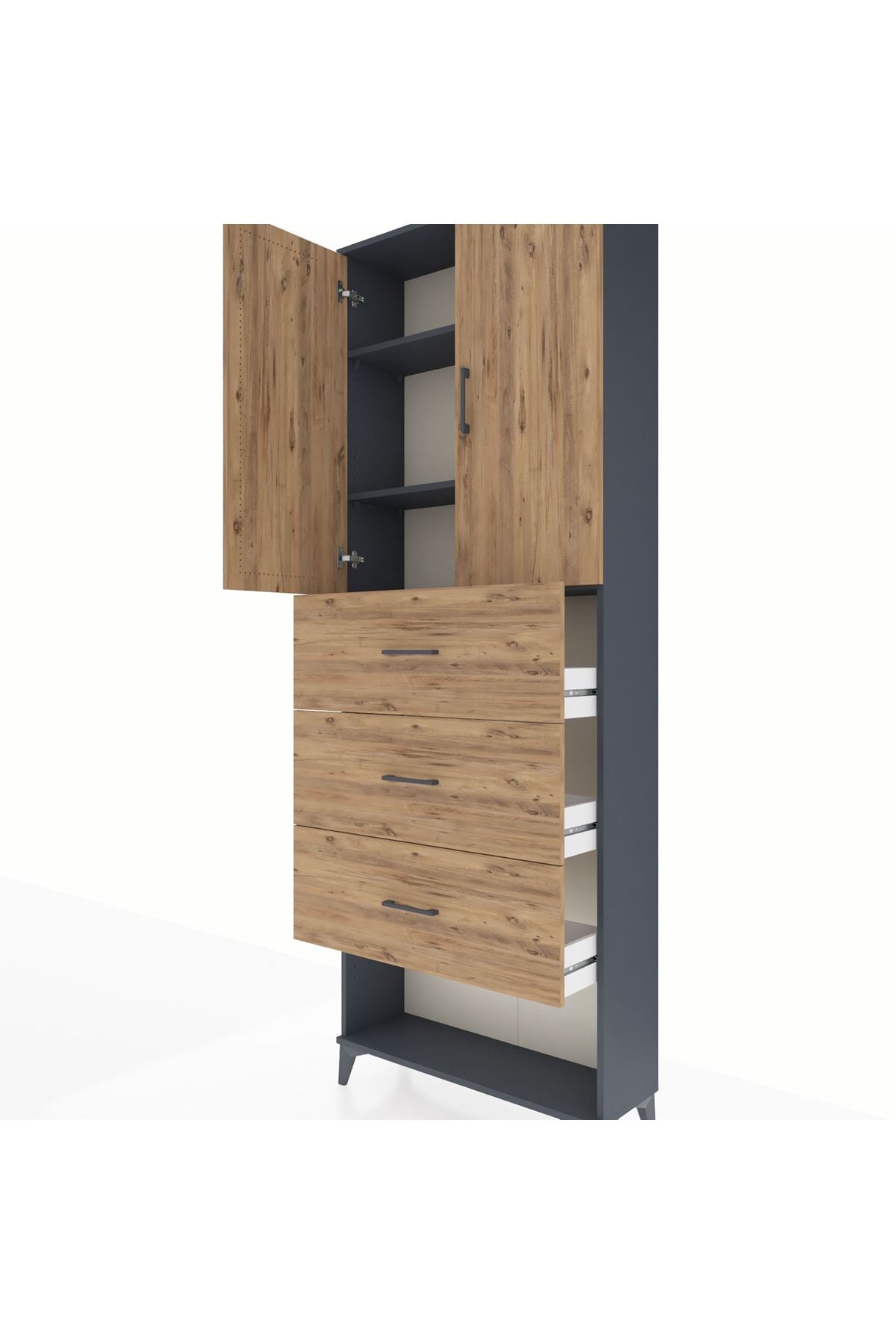 Arges Dolap 3 Raflı 3 Çekmeceli 2 Kapaklı 88x30x243 - S33M203V6A