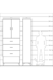 Arges Dolap 3 Raflı 3 Çekmeceli 2 Kapaklı 88x30x243 - S33M203V6A