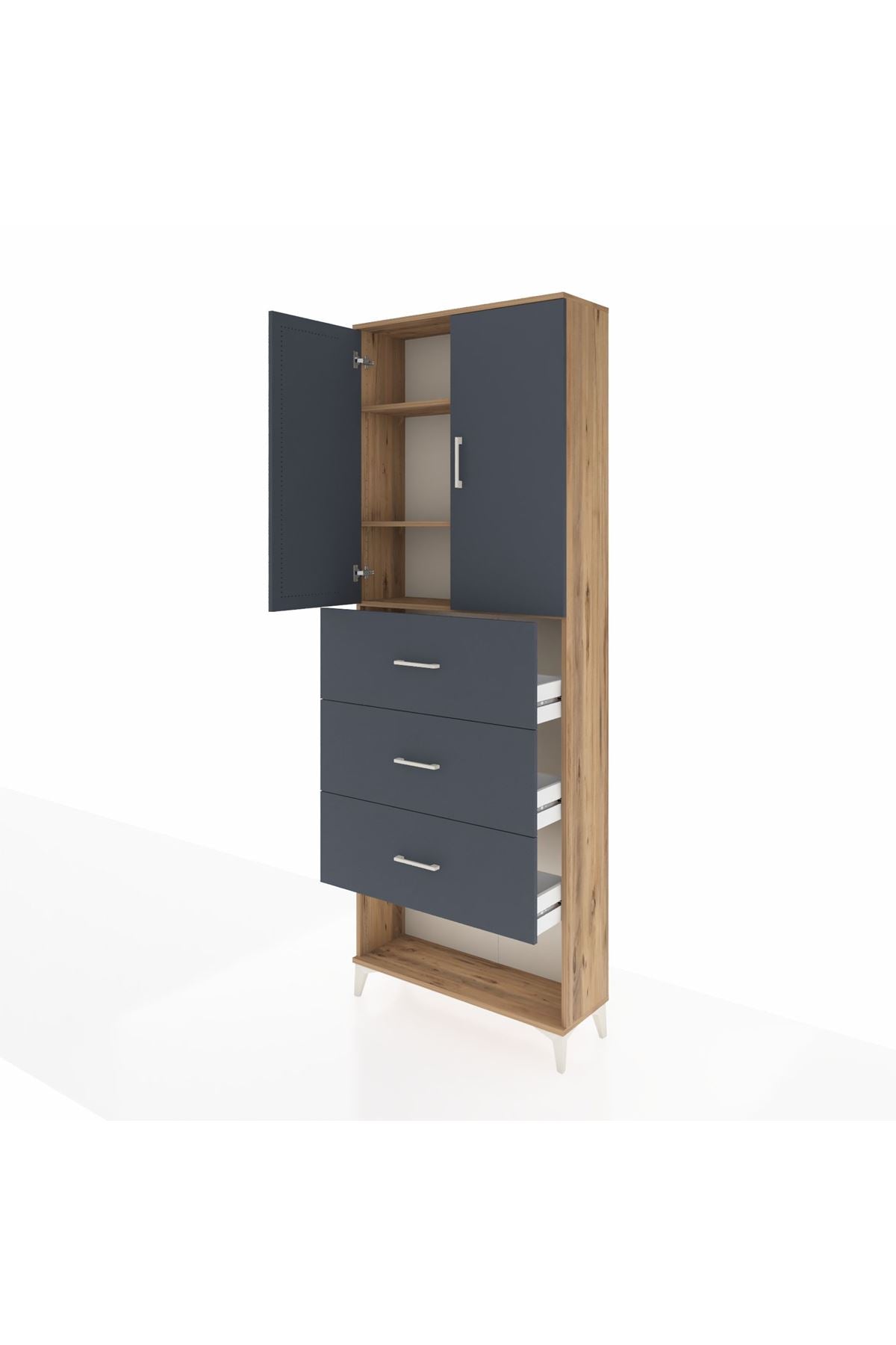 Arges Dolap 3 Raflı 3 Çekmeceli 2 Kapaklı 88x30x243 - S33M203V8A