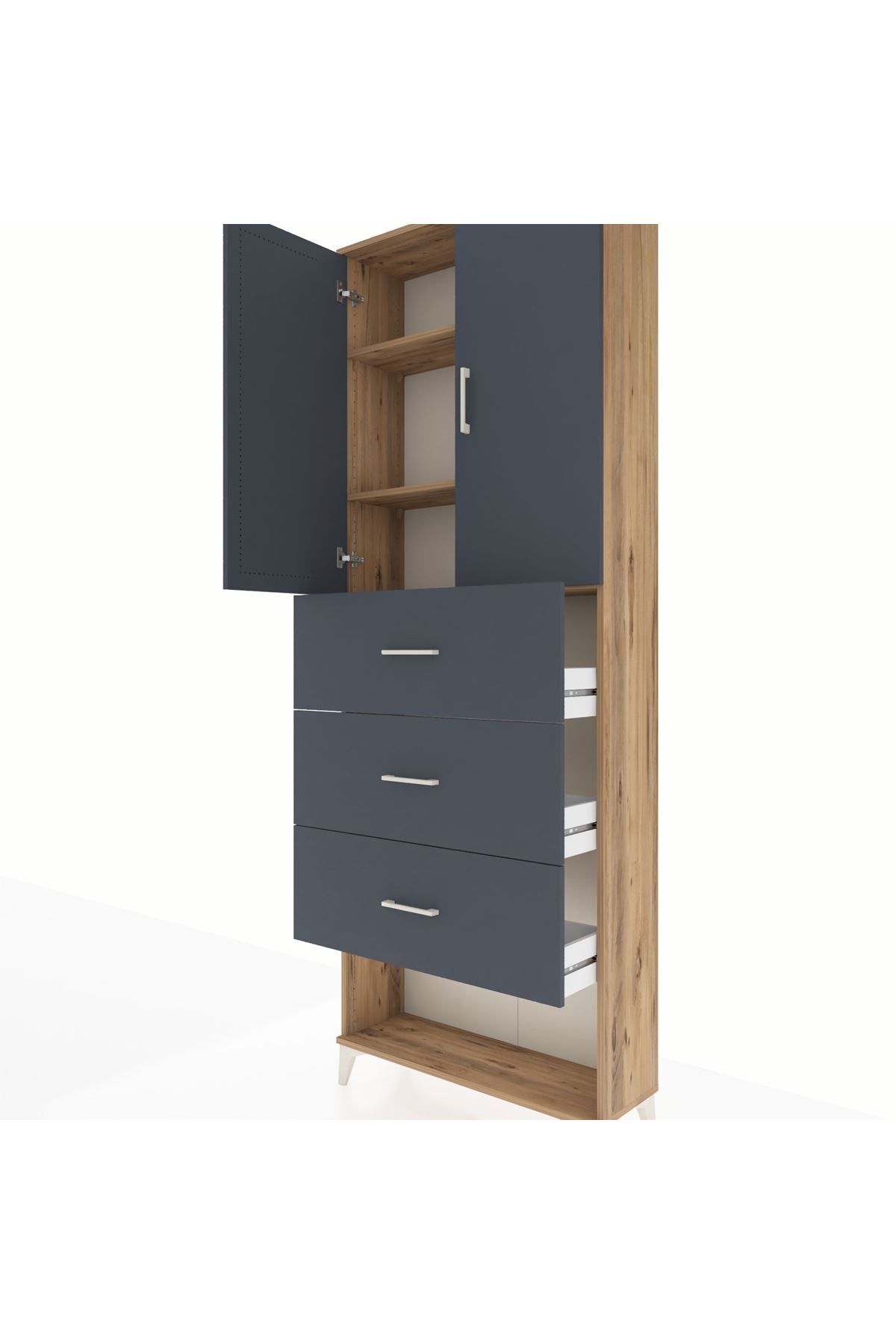 Arges Dolap 3 Raflı 3 Çekmeceli 2 Kapaklı 88x30x243 - S33M203V8A