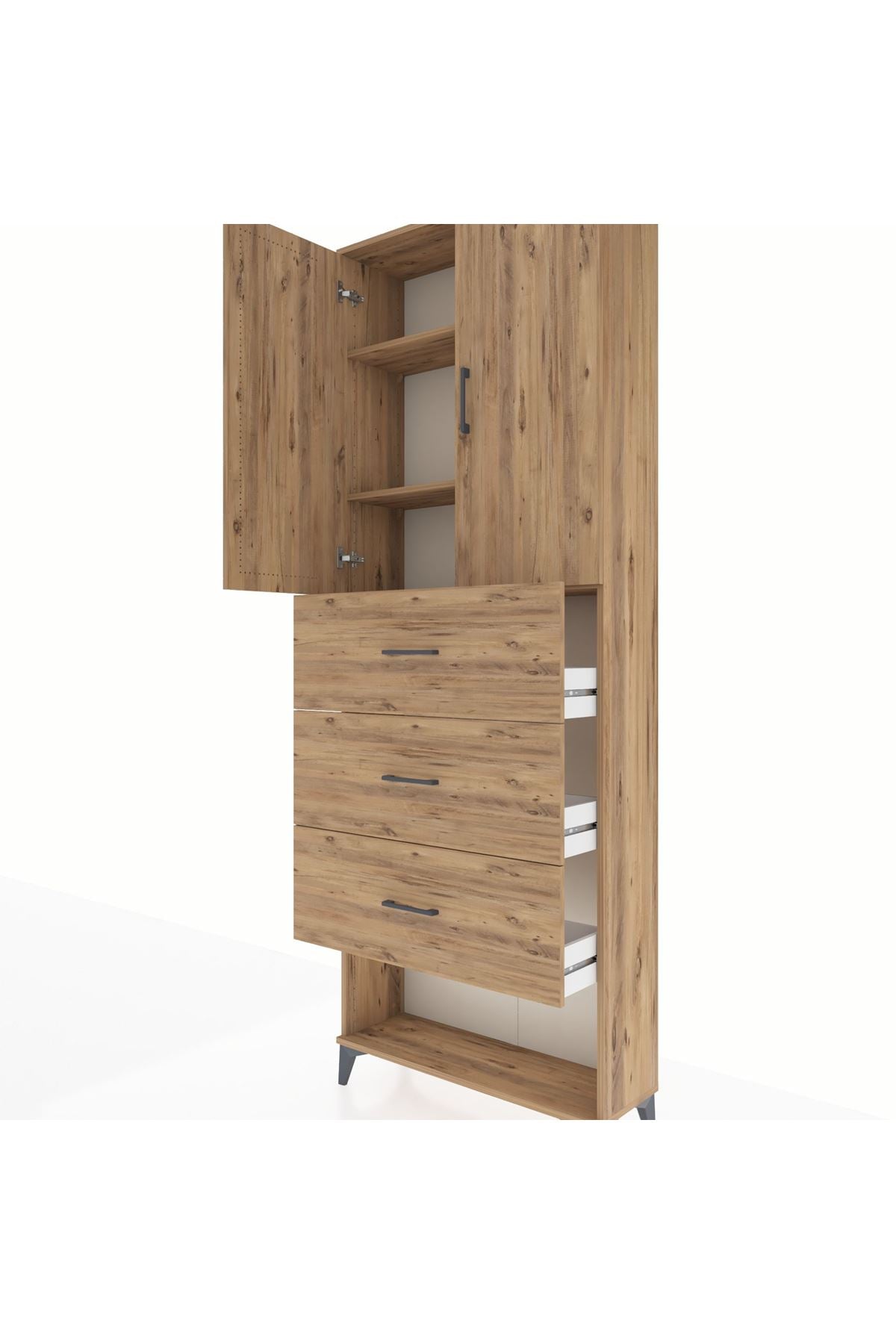 Arges Dolap 3 Raflı 3 Çekmeceli 2 Kapaklı 88x30x243 - S33M203V9A