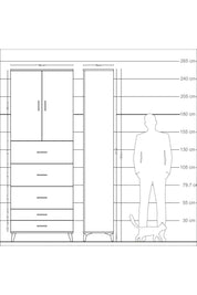 Arges Dolap 3 Raflı 5 Çekmeceli 2 Kapaklı 88x30x243 - S33M205V1A
