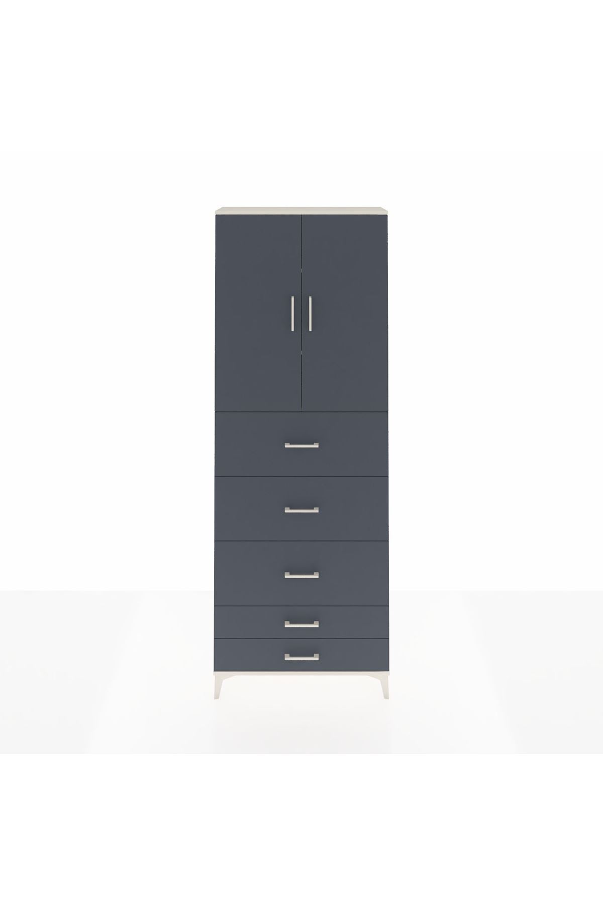 Arges Dolap 3 Raflı 5 Çekmeceli 2 Kapaklı 88x30x243 - S33M205V2A