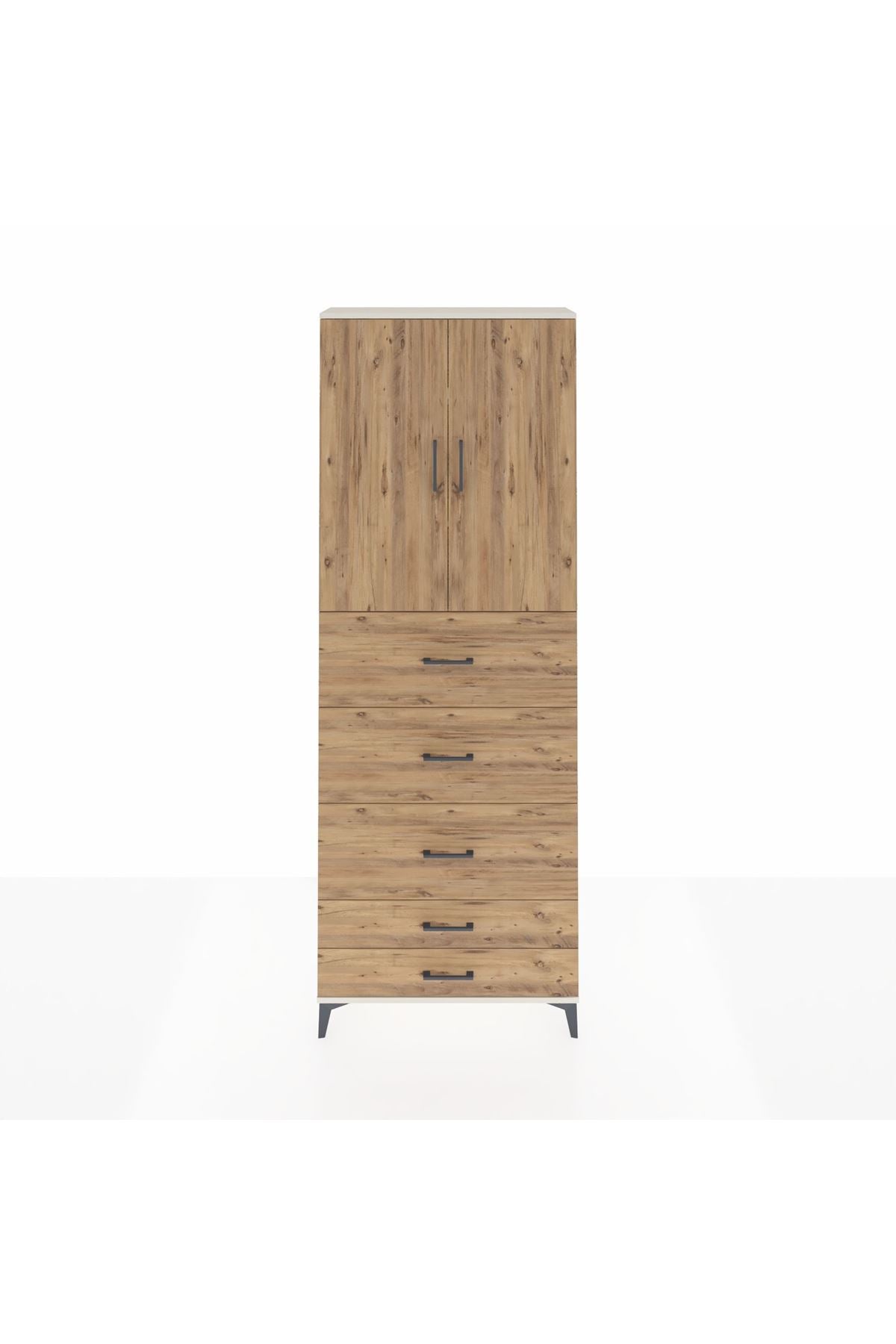 Arges Dolap 3 Raflı 5 Çekmeceli 2 Kapaklı 88x30x243 - S33M205V3A