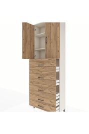 Arges Dolap 3 Raflı 5 Çekmeceli 2 Kapaklı 88x30x243 - S33M205V3A