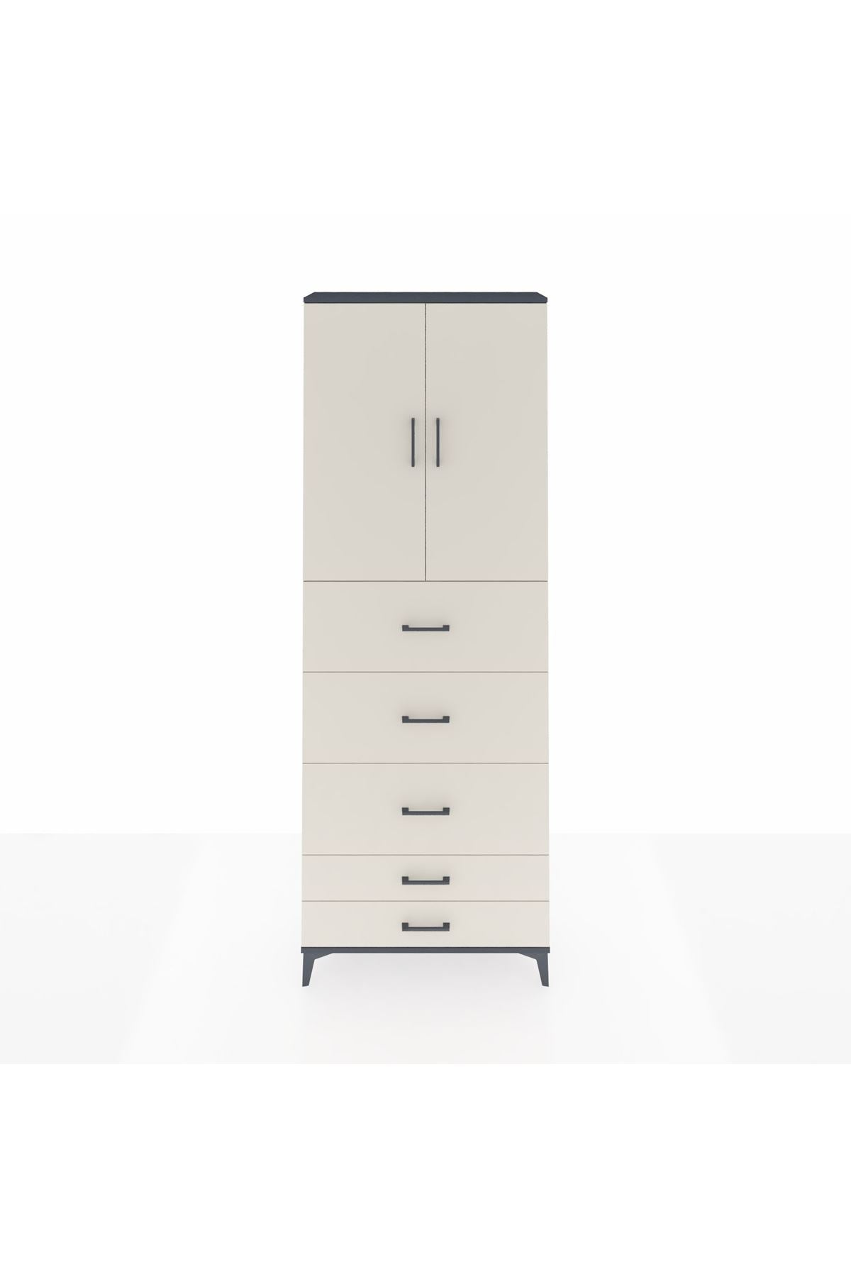 Arges Dolap 3 Raflı 5 Çekmeceli 2 Kapaklı 88x30x243 - S33M205V4A