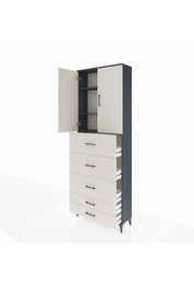 Arges Dolap 3 Raflı 5 Çekmeceli 2 Kapaklı 88x30x243 - S33M205V4A