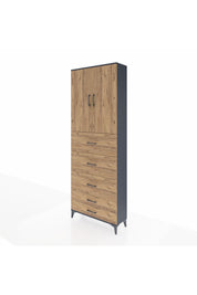 Arges Dolap 3 Raflı 5 Çekmeceli 2 Kapaklı 88x30x243 - S33M205V6A