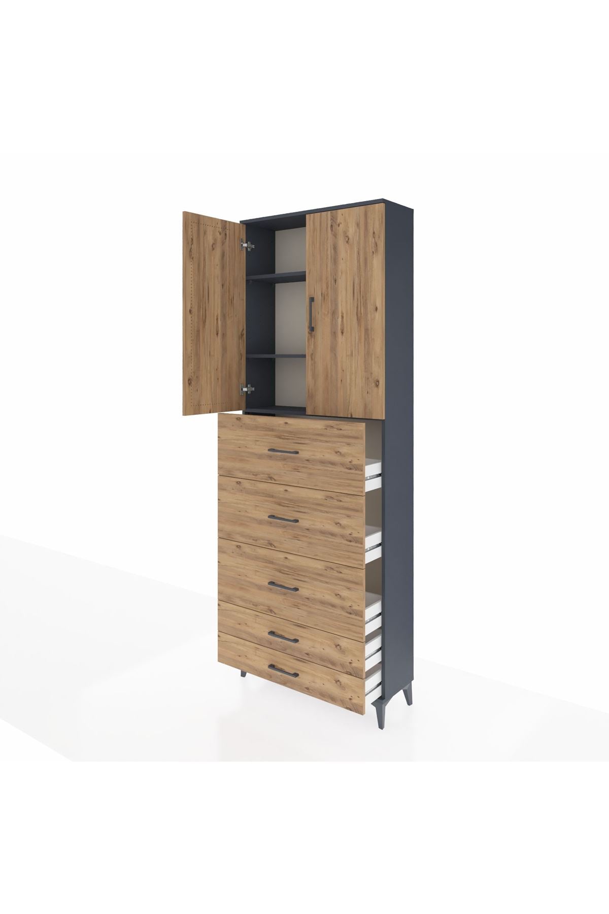 Arges Dolap 3 Raflı 5 Çekmeceli 2 Kapaklı 88x30x243 - S33M205V6A