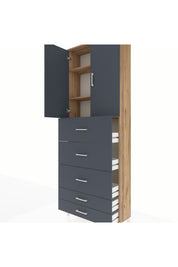 Arges Dolap 3 Raflı 5 Çekmeceli 2 Kapaklı 88x30x243 - S33M205V8A