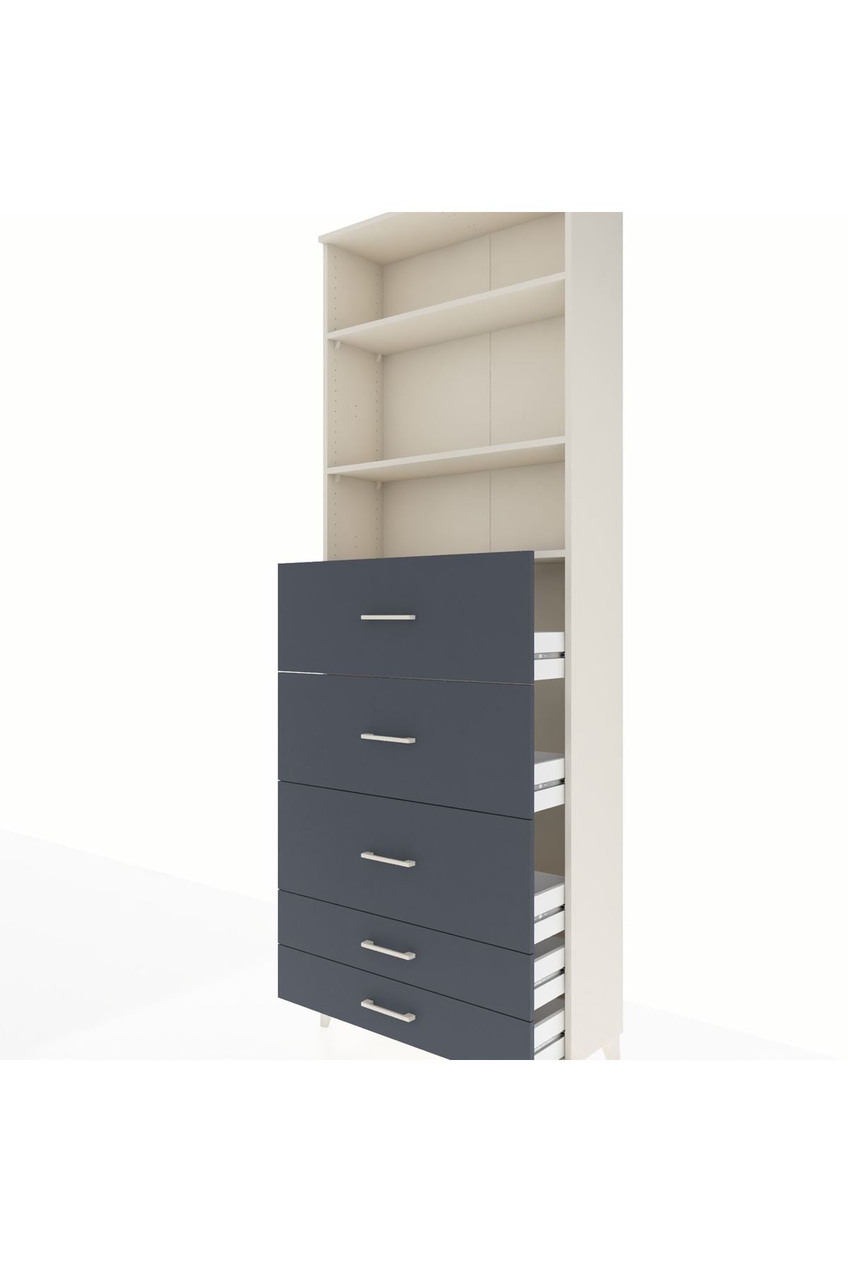 Arges Dolap 3 Raflı 5 Çekmeceli 88x30x243 - S33M206V2A