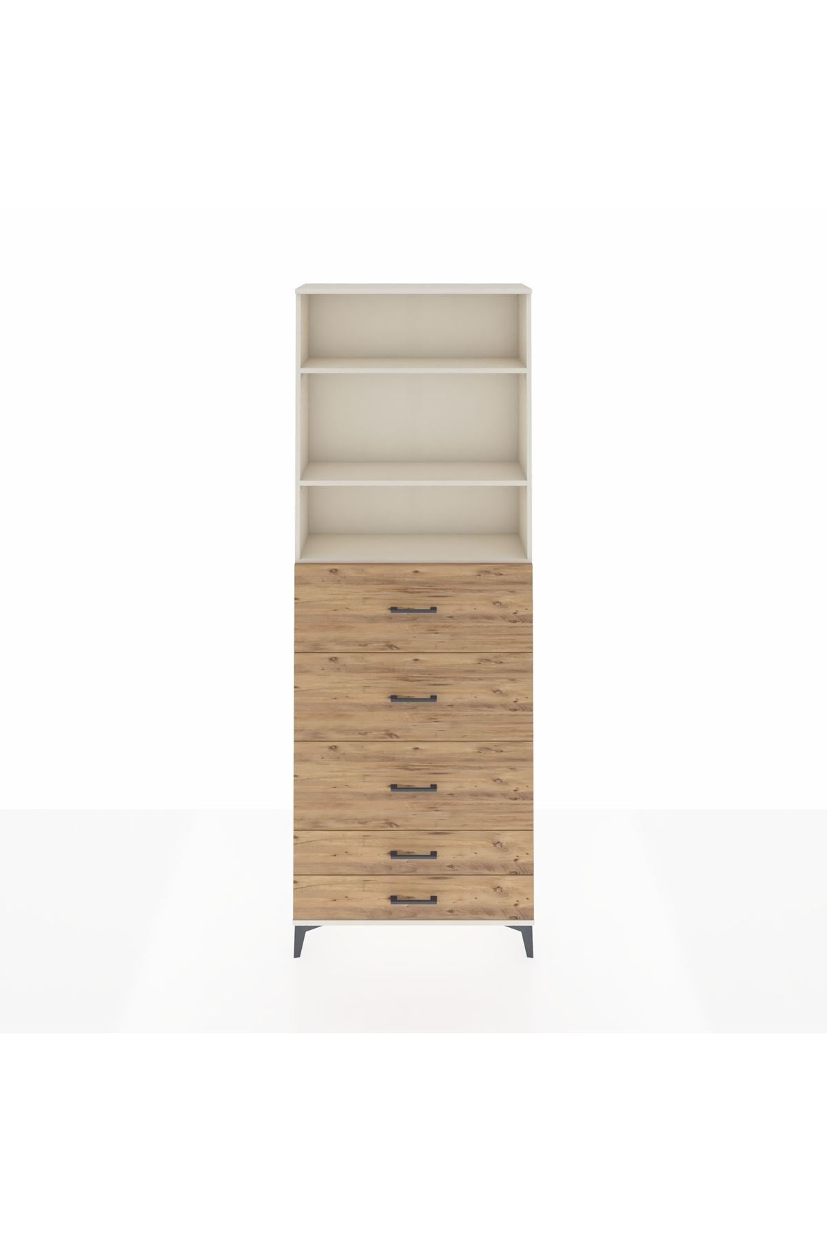 Arges Dolap 3 Raflı 5 Çekmeceli 88x30x243 - S33M206V3A