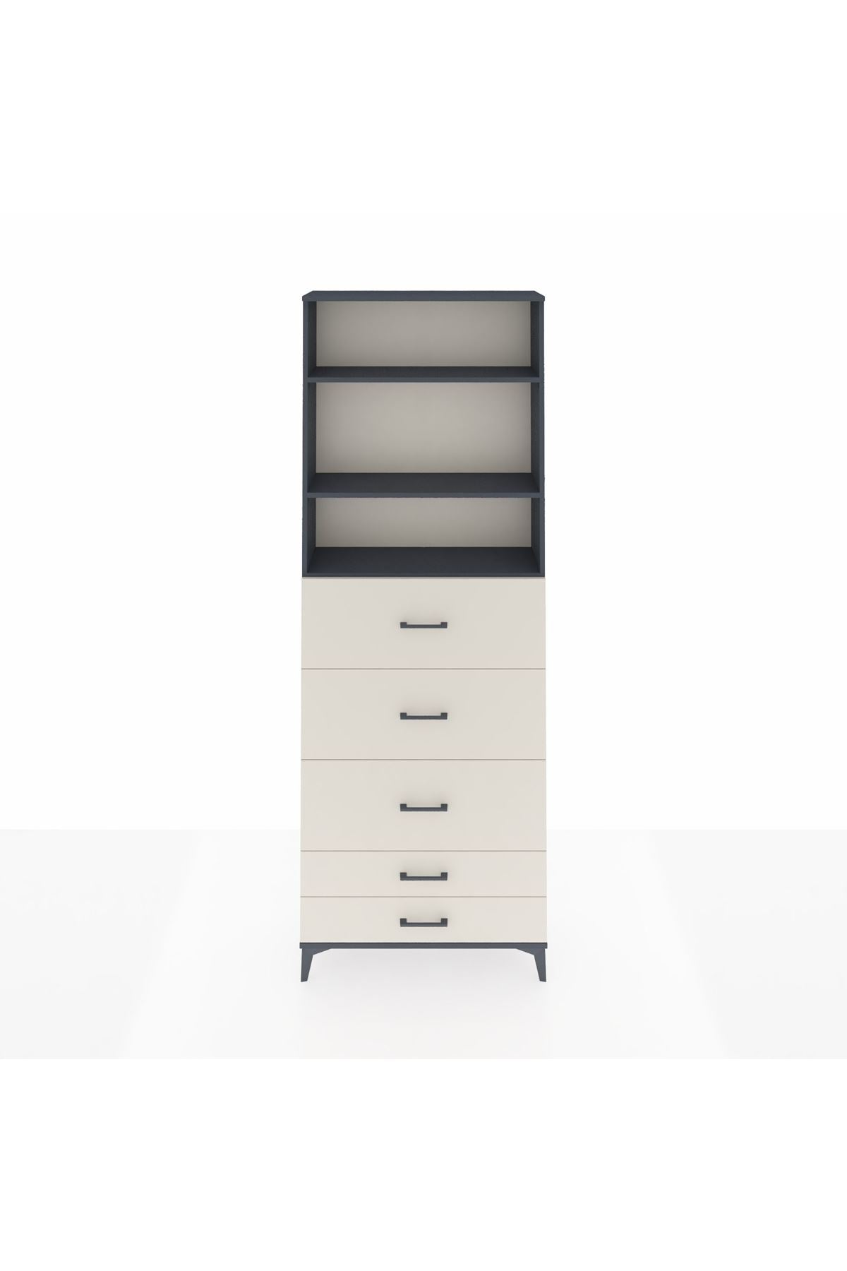 Arges Dolap 3 Raflı 5 Çekmeceli 88x30x243 - S33M206V4A