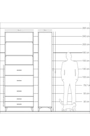 Arges Dolap 3 Raflı 5 Çekmeceli 88x30x243 - S33M206V5A