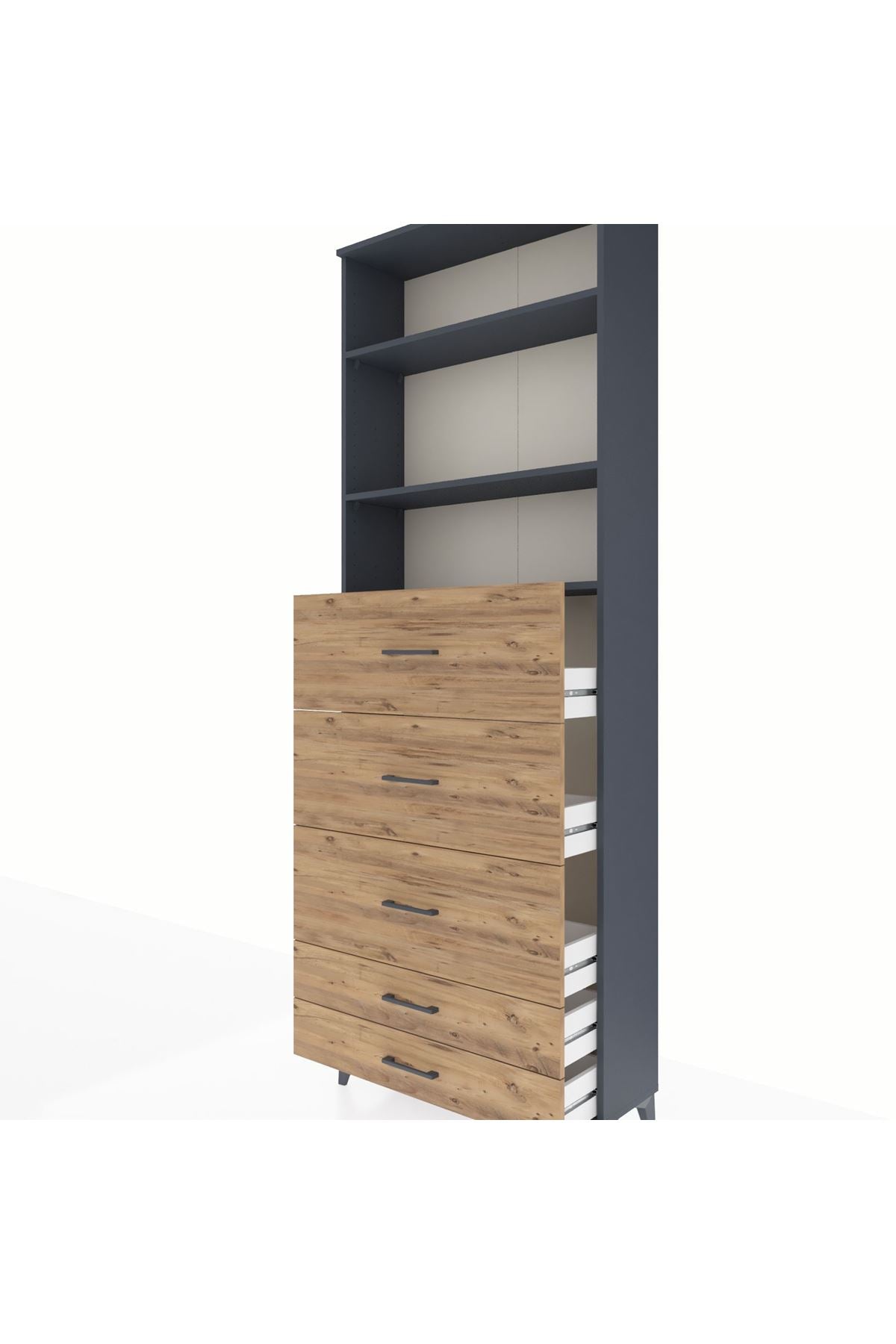 Arges Dolap 3 Raflı 5 Çekmeceli 88x30x243 - S33M206V6A