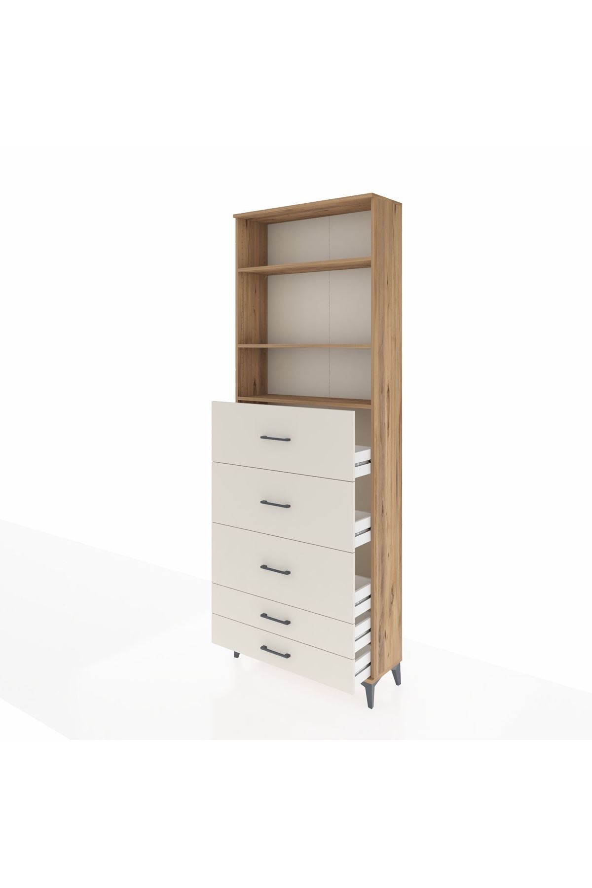 Arges Dolap 3 Raflı 5 Çekmeceli 88x30x243 - S33M206V7A