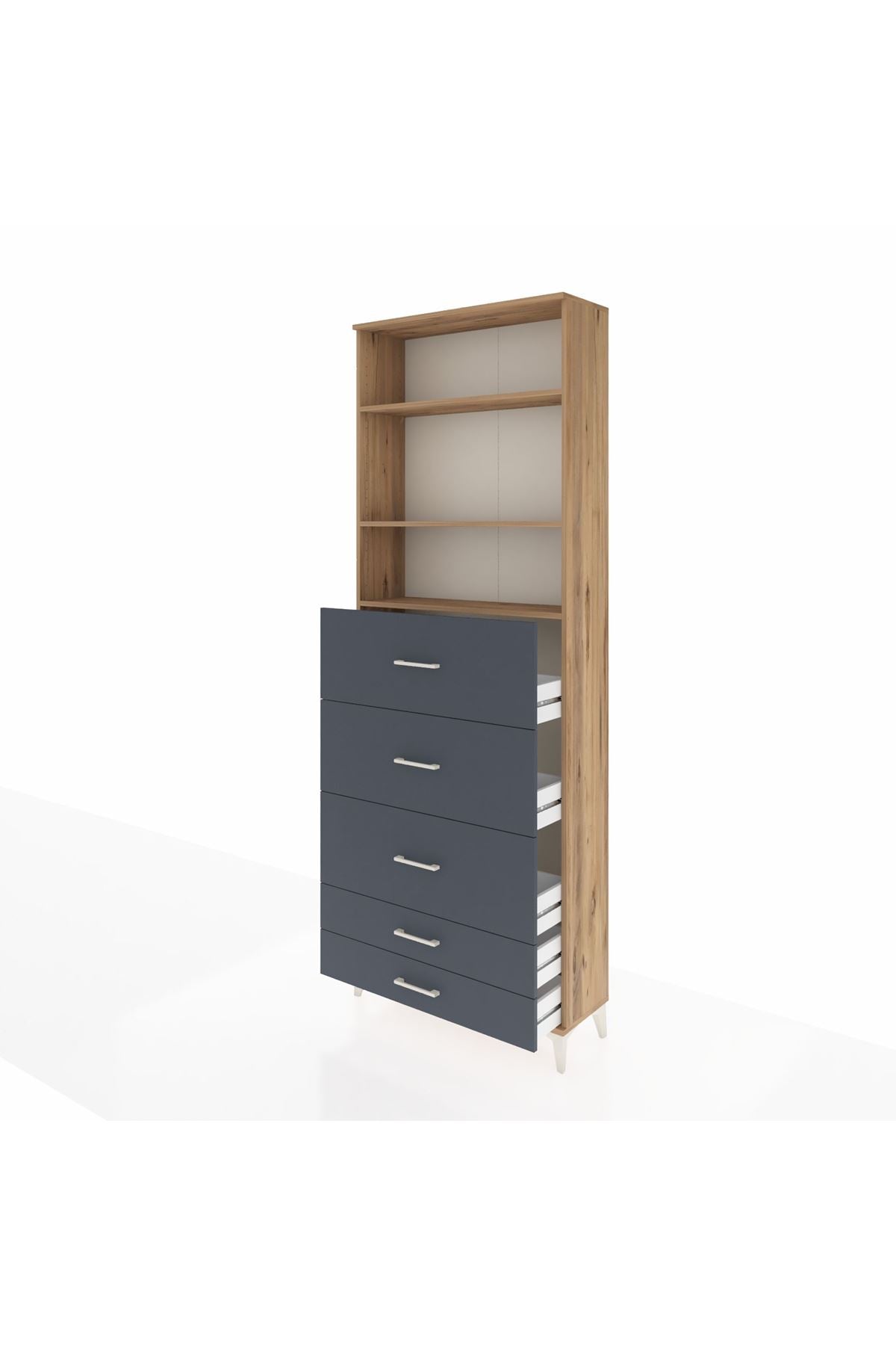 Arges Dolap 3 Raflı 5 Çekmeceli 88x30x243 - S33M206V8A