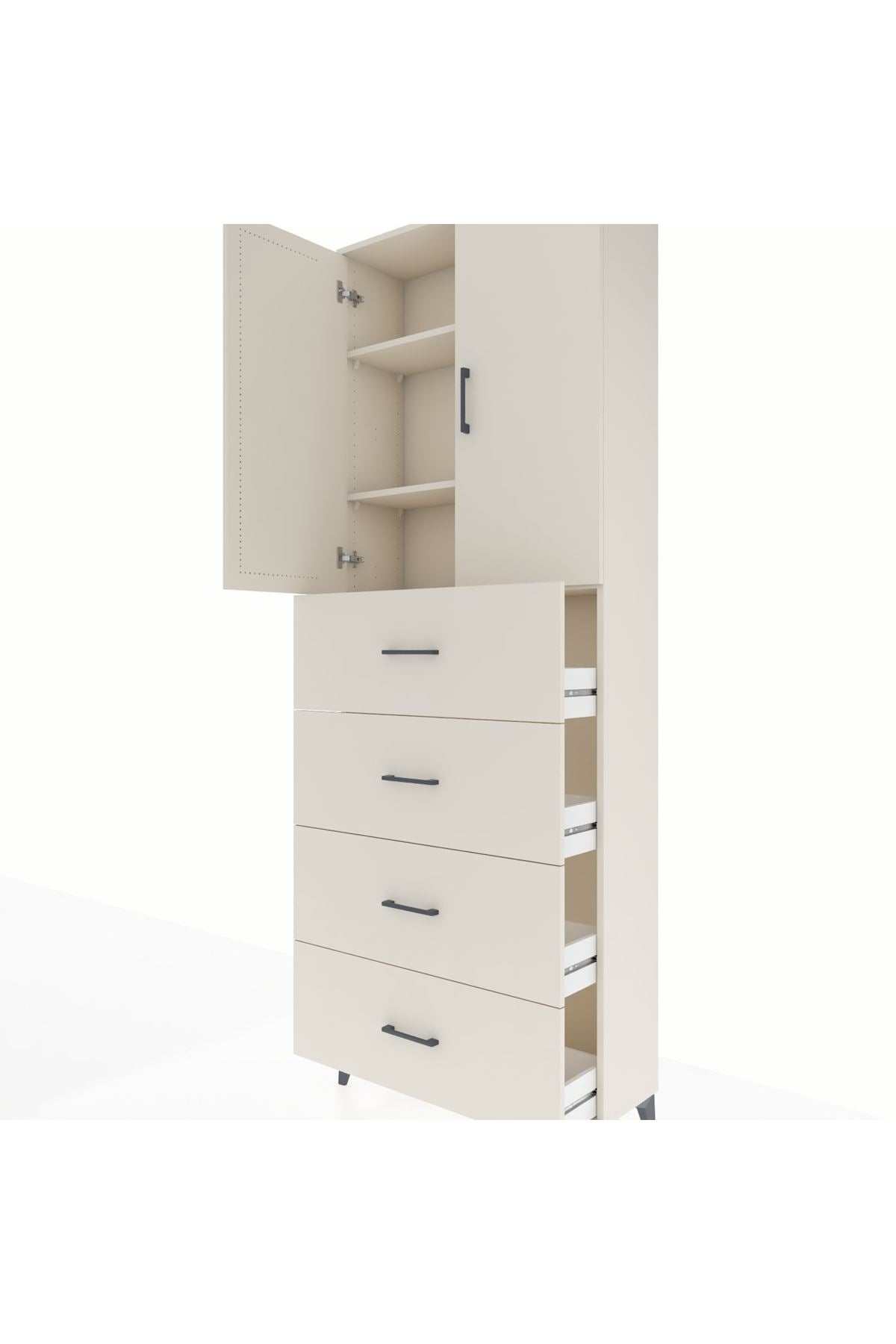 Arges Dolap 3 Raflı 4 Çekmeceli 2 Kapaklı 88x30x243 - S33M207V1A