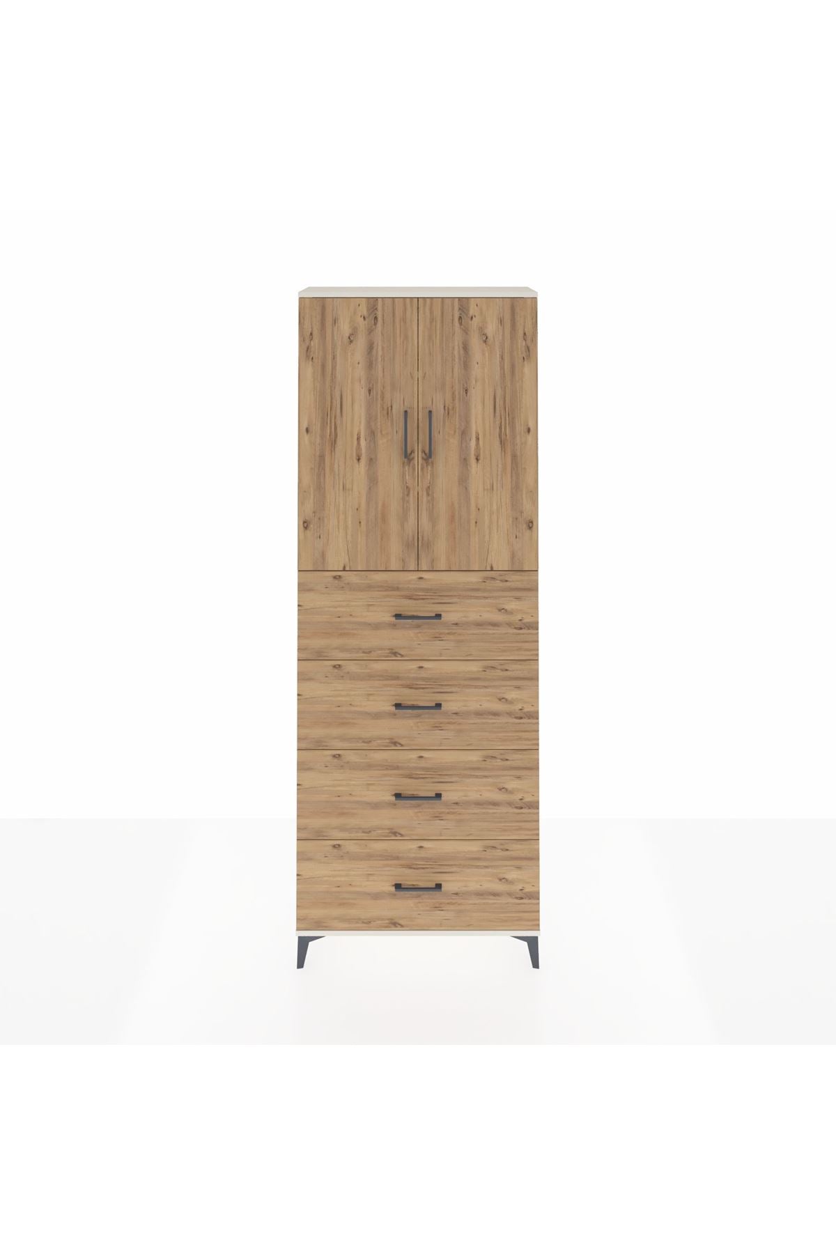 Arges Dolap 3 Raflı 4 Çekmeceli 2 Kapaklı 88x30x243 - S33M207V3A