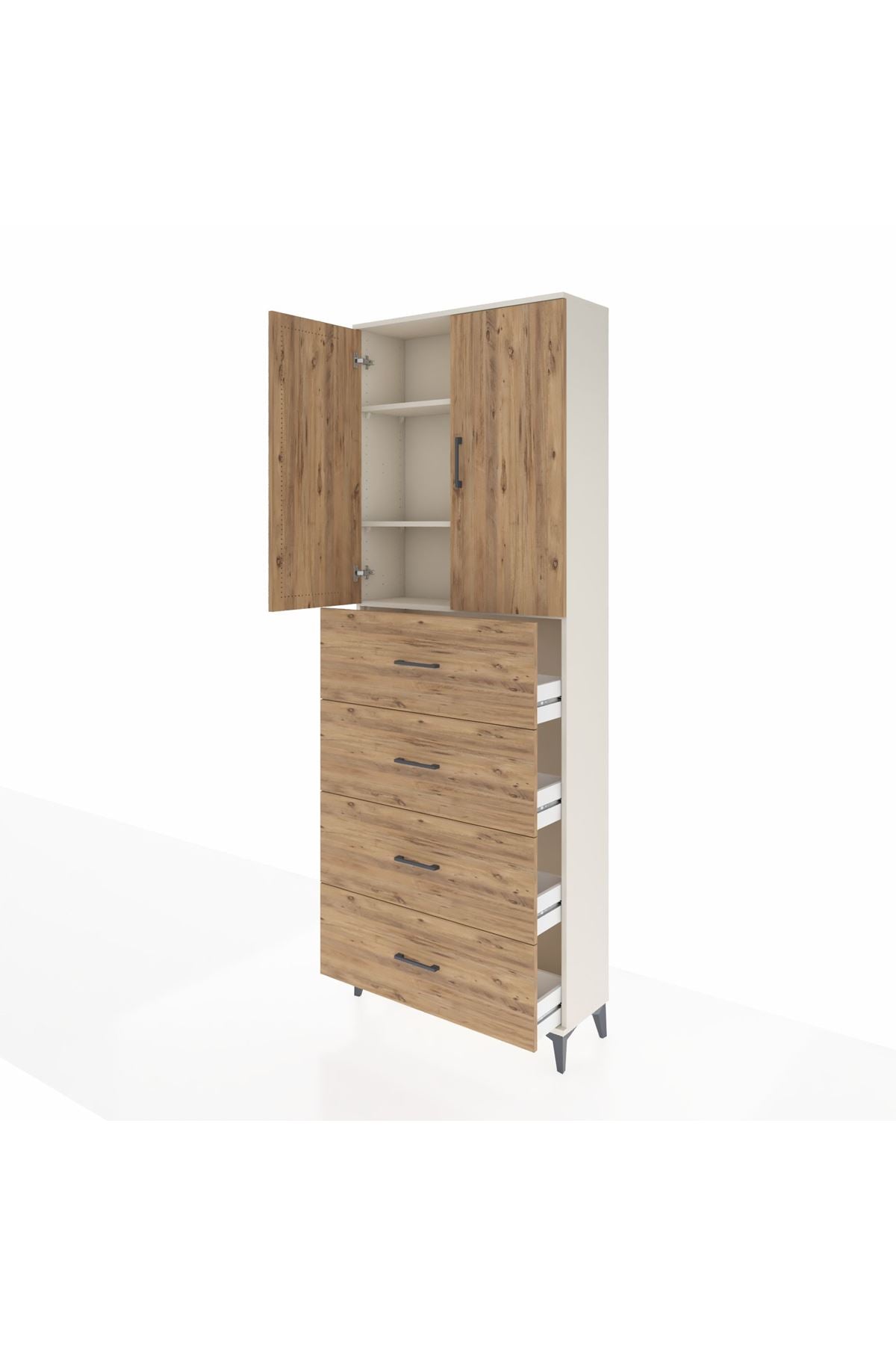 Arges Dolap 3 Raflı 4 Çekmeceli 2 Kapaklı 88x30x243 - S33M207V3A