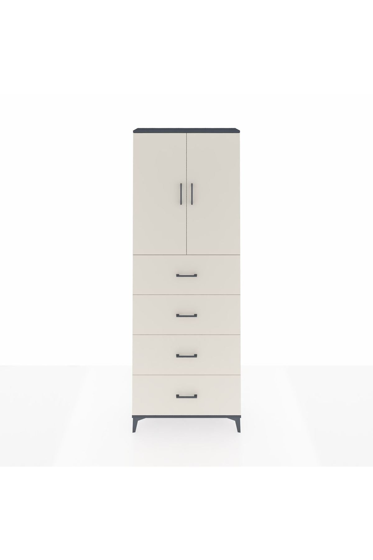 Arges Dolap 3 Raflı 4 Çekmeceli 2 Kapaklı 88x30x243 - S33M207V4A