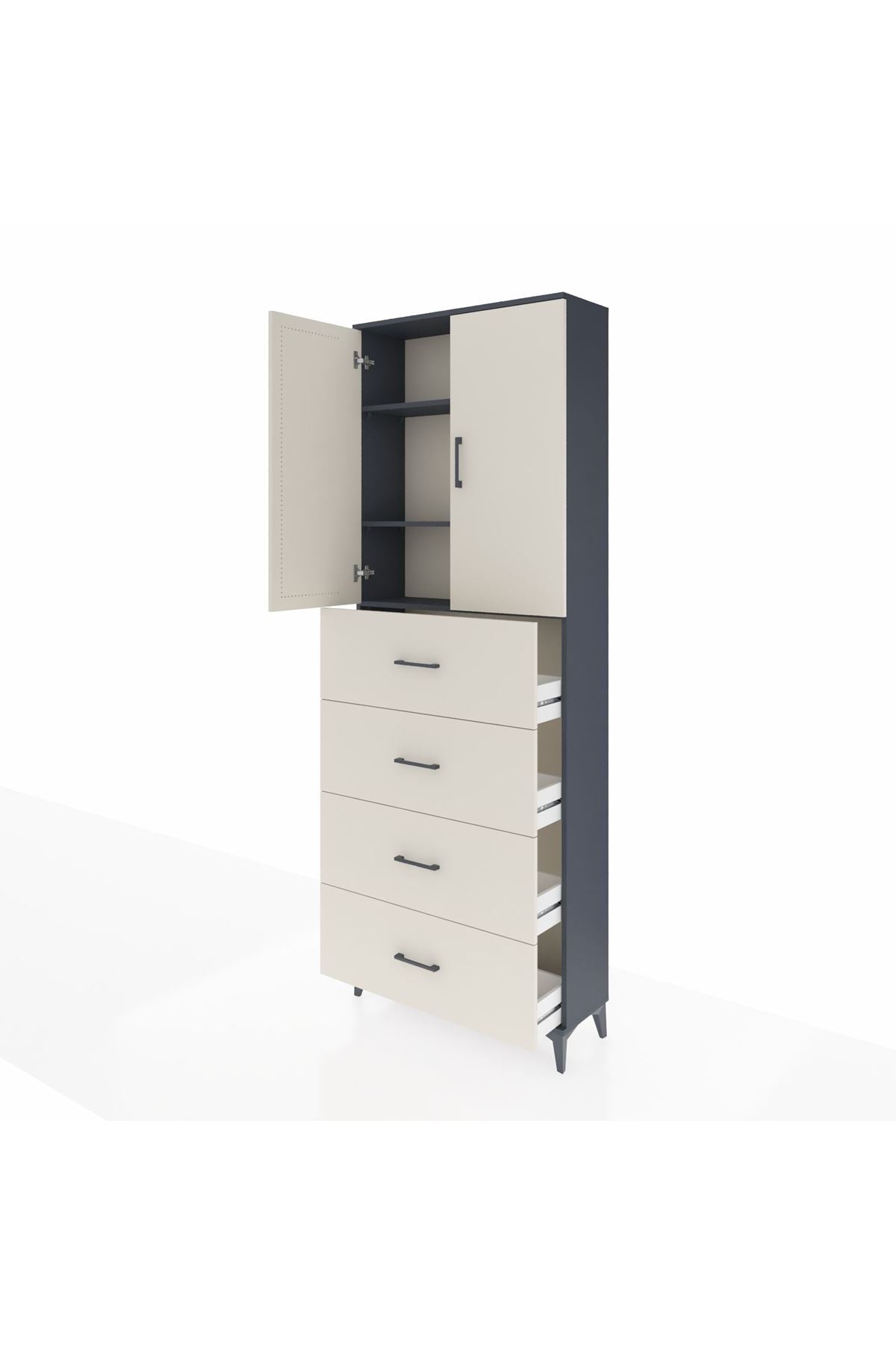 Arges Dolap 3 Raflı 4 Çekmeceli 2 Kapaklı 88x30x243 - S33M207V4A