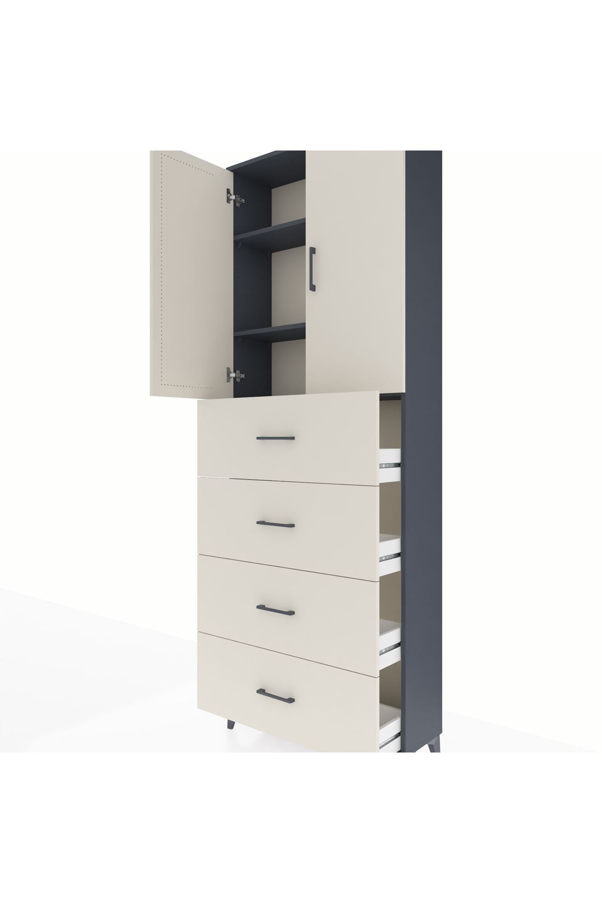 Arges Dolap 3 Raflı 4 Çekmeceli 2 Kapaklı 88x30x243 - S33M207V4A