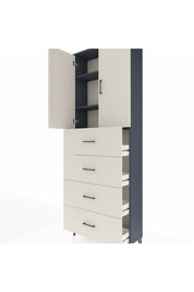 Arges Dolap 3 Raflı 4 Çekmeceli 2 Kapaklı 88x30x243 - S33M207V4A