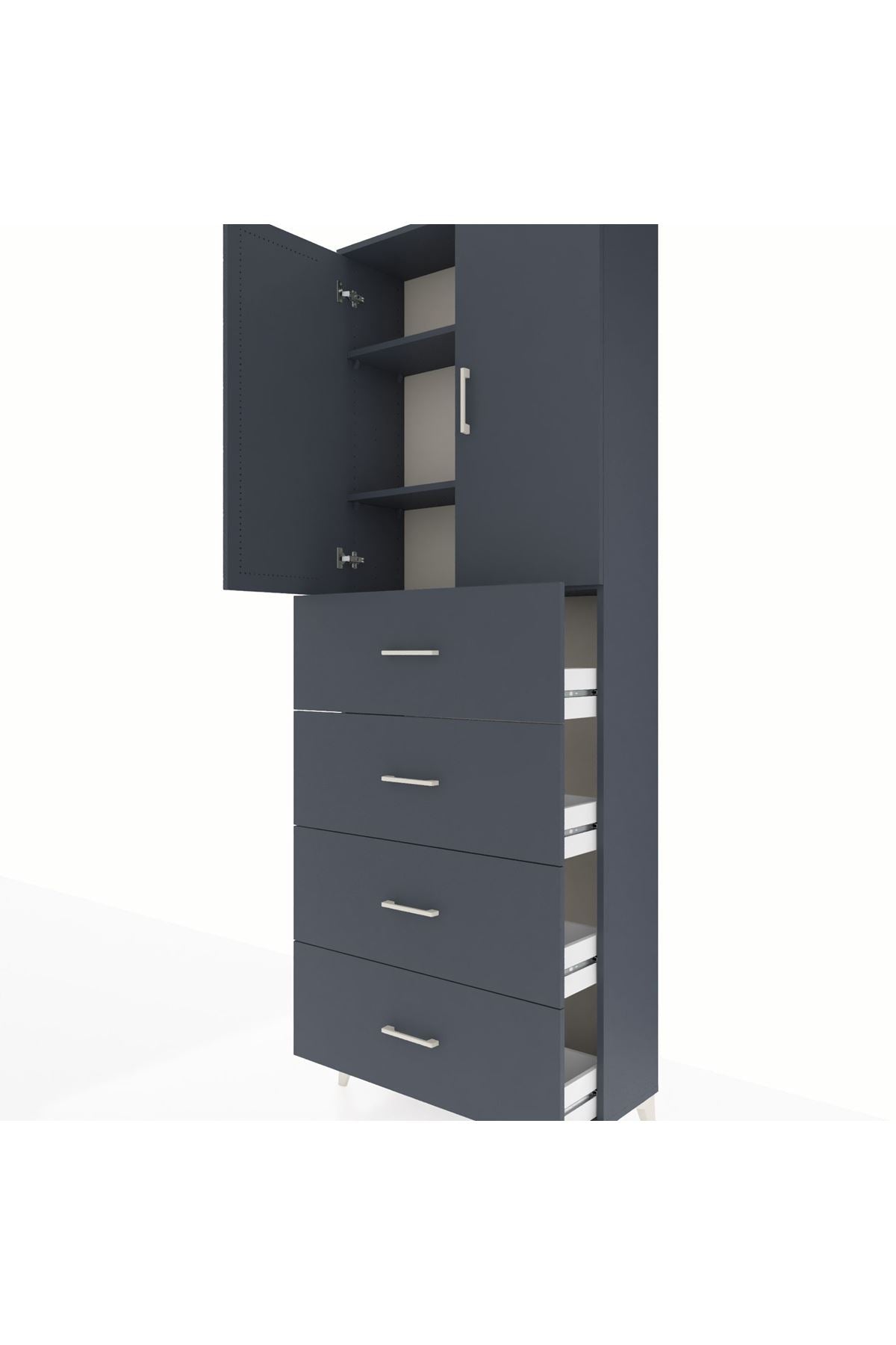 Arges Dolap 3 Raflı 4 Çekmeceli 2 Kapaklı 88x30x243 - S33M207V5A