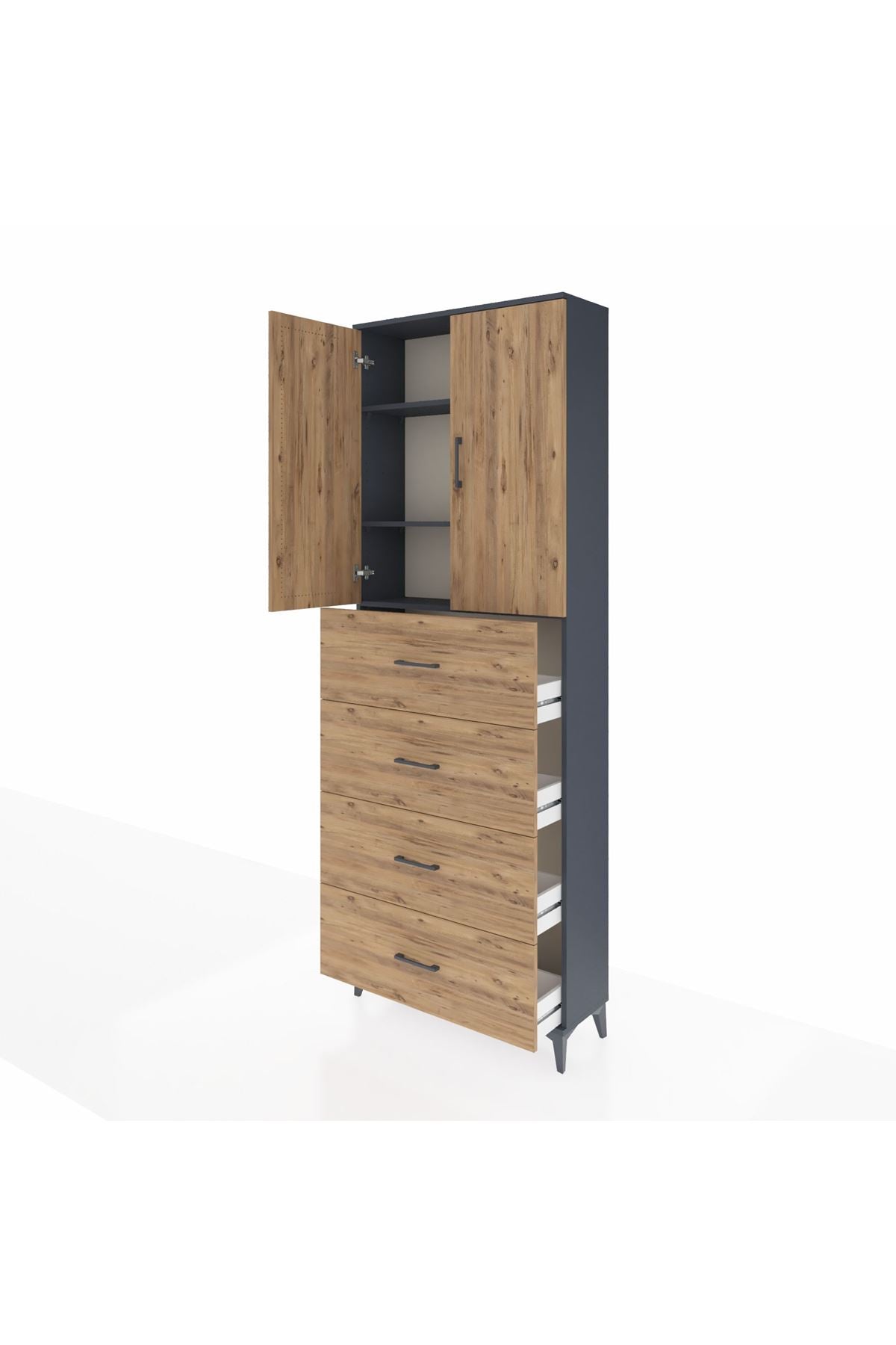 Arges Dolap 3 Raflı 4 Çekmeceli 2 Kapaklı 88x30x243 - S33M207V6A