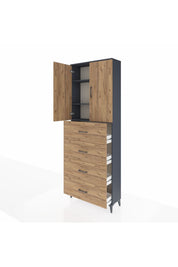 Arges Dolap 3 Raflı 4 Çekmeceli 2 Kapaklı 88x30x243 - S33M207V6A