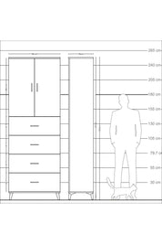 Arges Dolap 3 Raflı 4 Çekmeceli 2 Kapaklı 88x30x243 - S33M207V6A