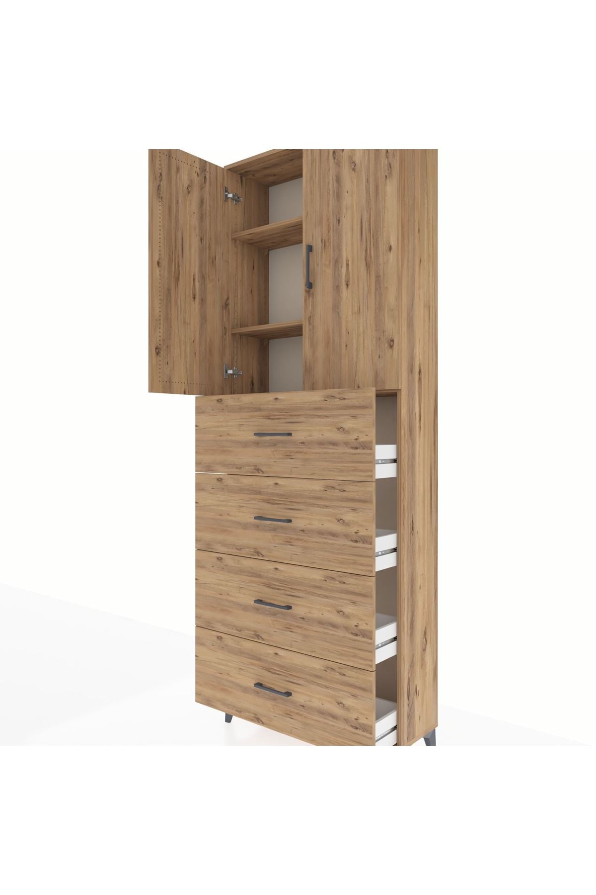 Arges Dolap 3 Raflı 4 Çekmeceli 2 Kapaklı 88x30x243 - S33M207V9A