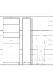 Arges Dolap 3 Raflı 4 Çekmeceli 88x30x243 - S33M208V2A
