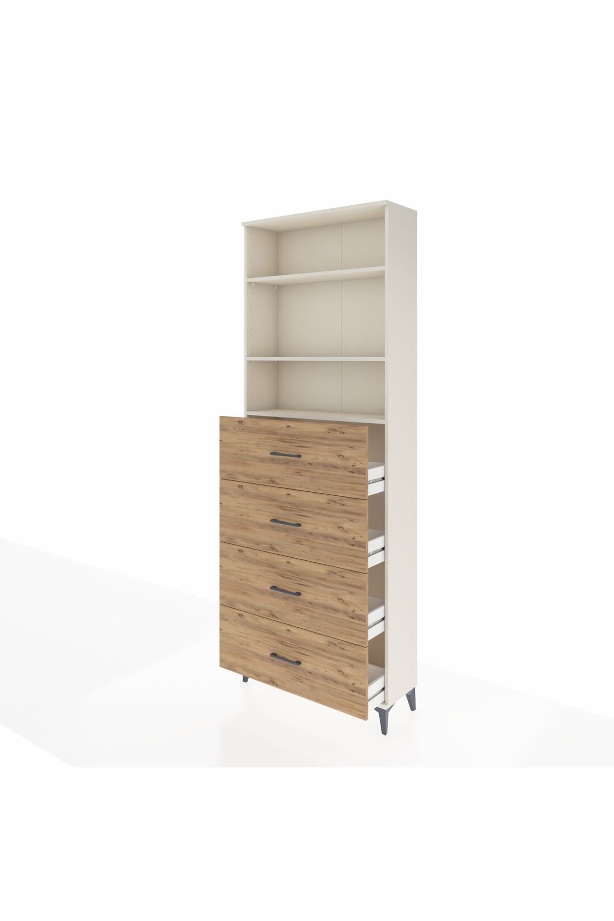 Arges Dolap 3 Raflı 4 Çekmeceli 88x30x243 - S33M208V3A