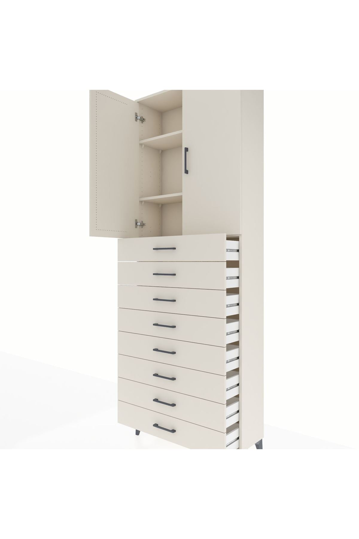 Arges Dolap 3 Raflı 8 Çekmeceli 2 Kapaklı 88x30x243 - S33M209V1A