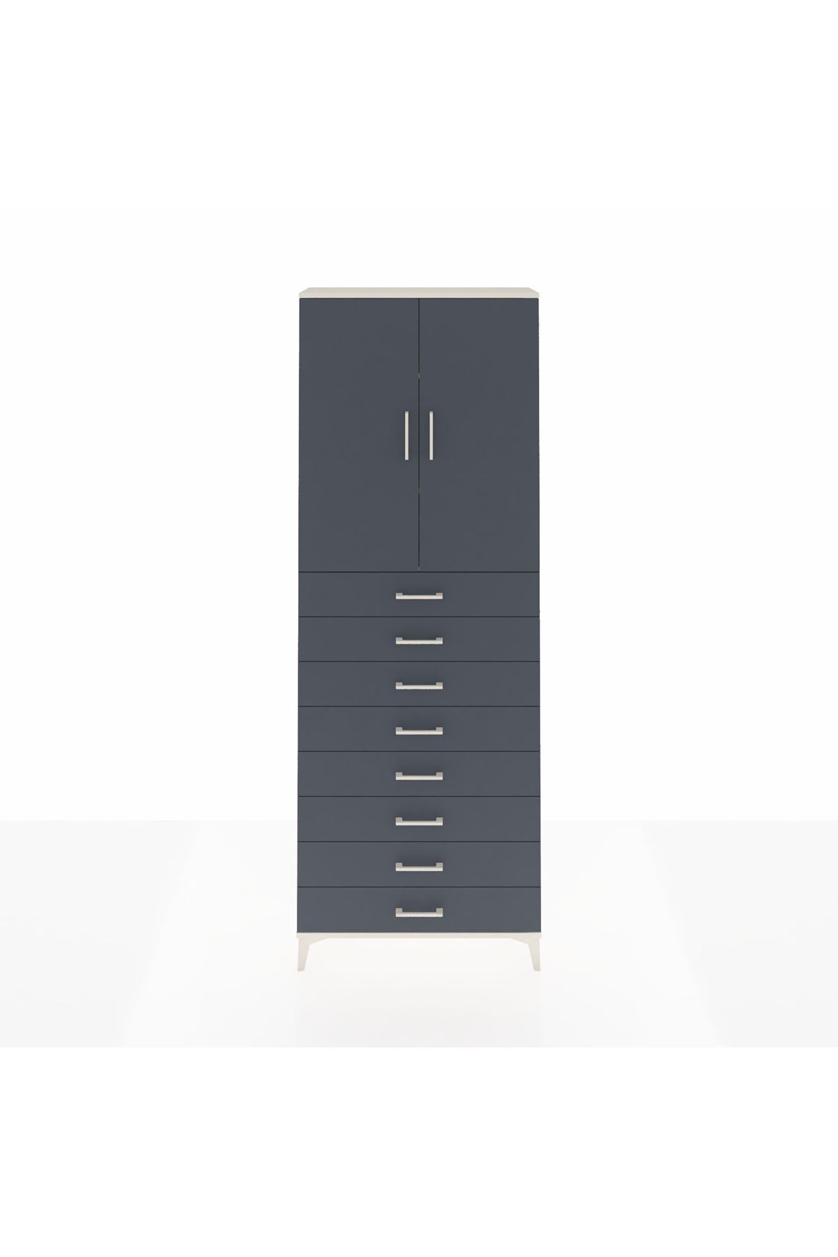 Arges Dolap 3 Raflı 8 Çekmeceli 2 Kapaklı 88x30x243 - S33M209V2A