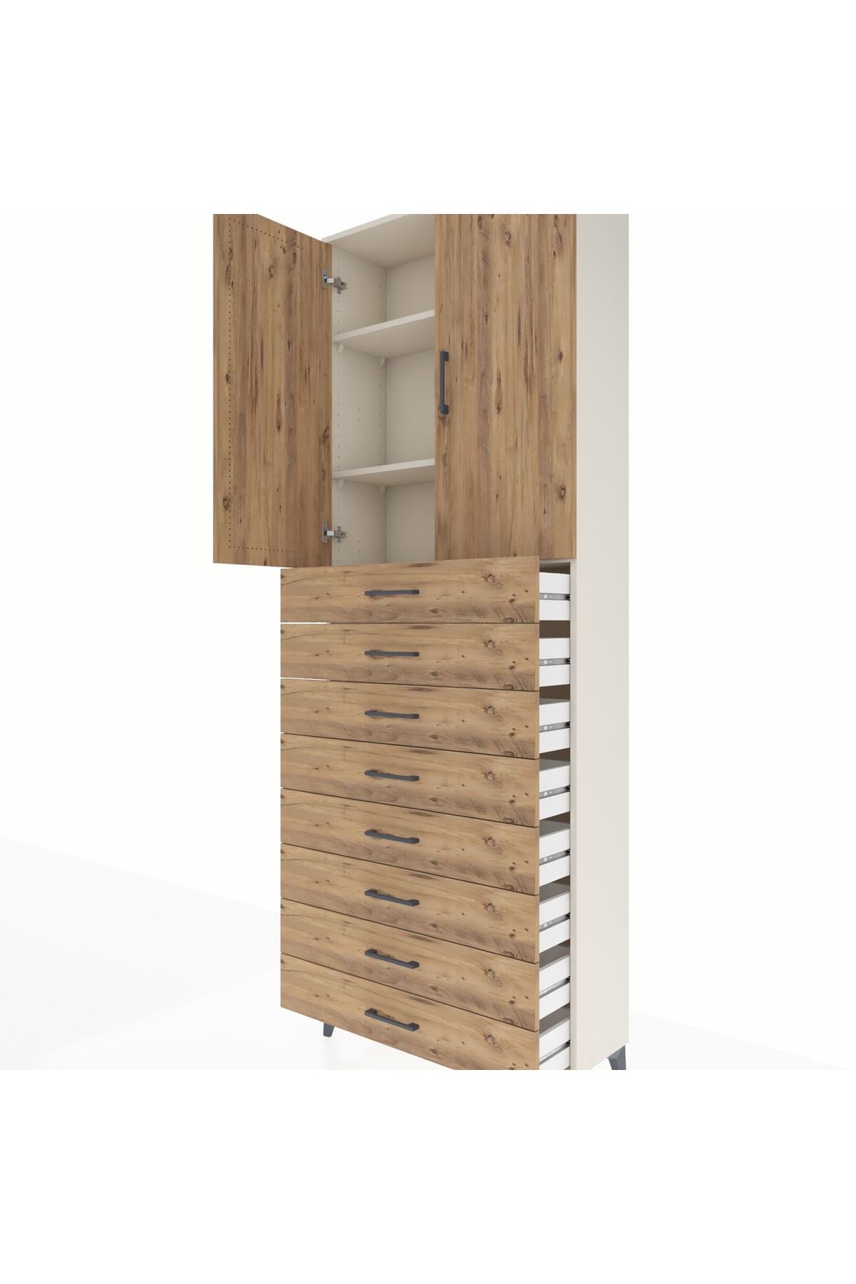 Arges Dolap 3 Raflı 8 Çekmeceli 2 Kapaklı 88x30x243 - S33M209V3A