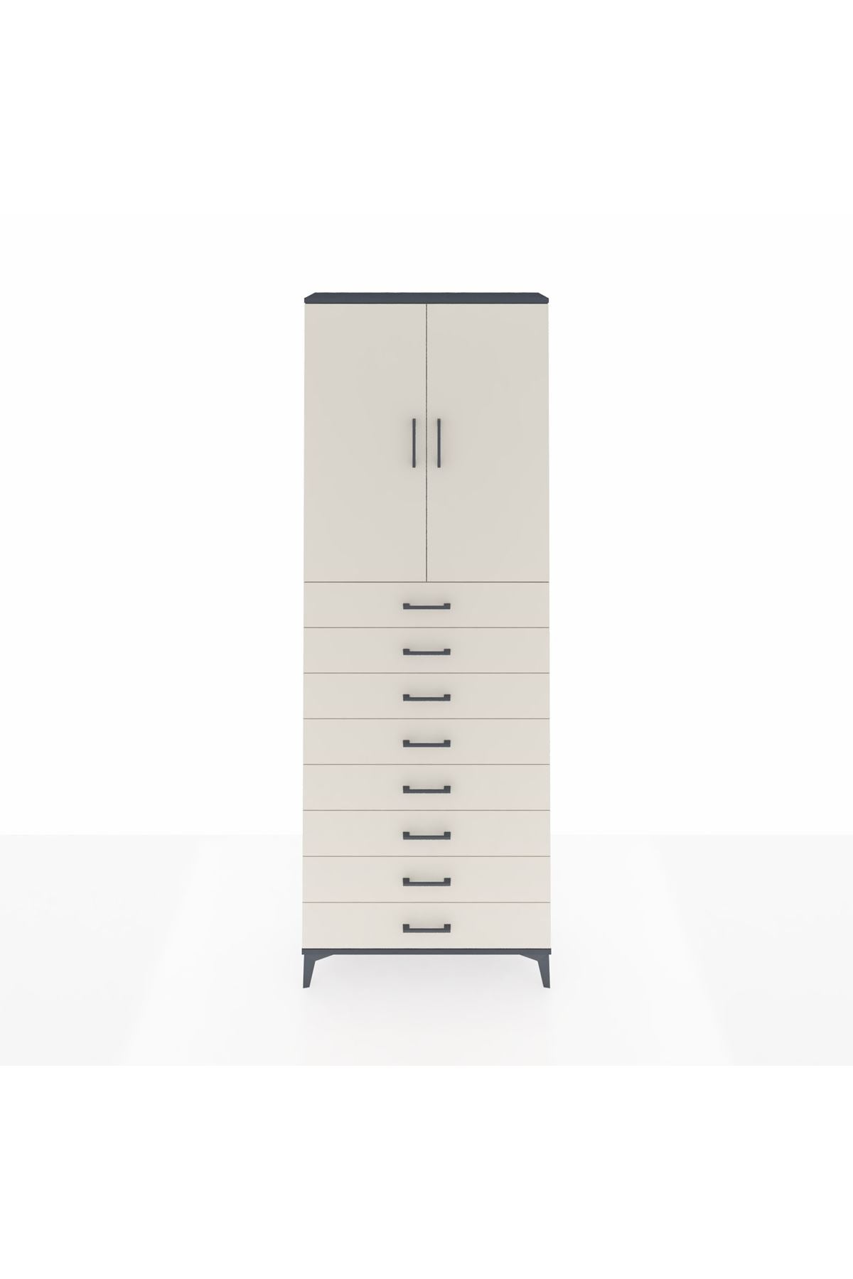 Arges Dolap 3 Raflı 8 Çekmeceli 2 Kapaklı 88x30x243 - S33M209V4A