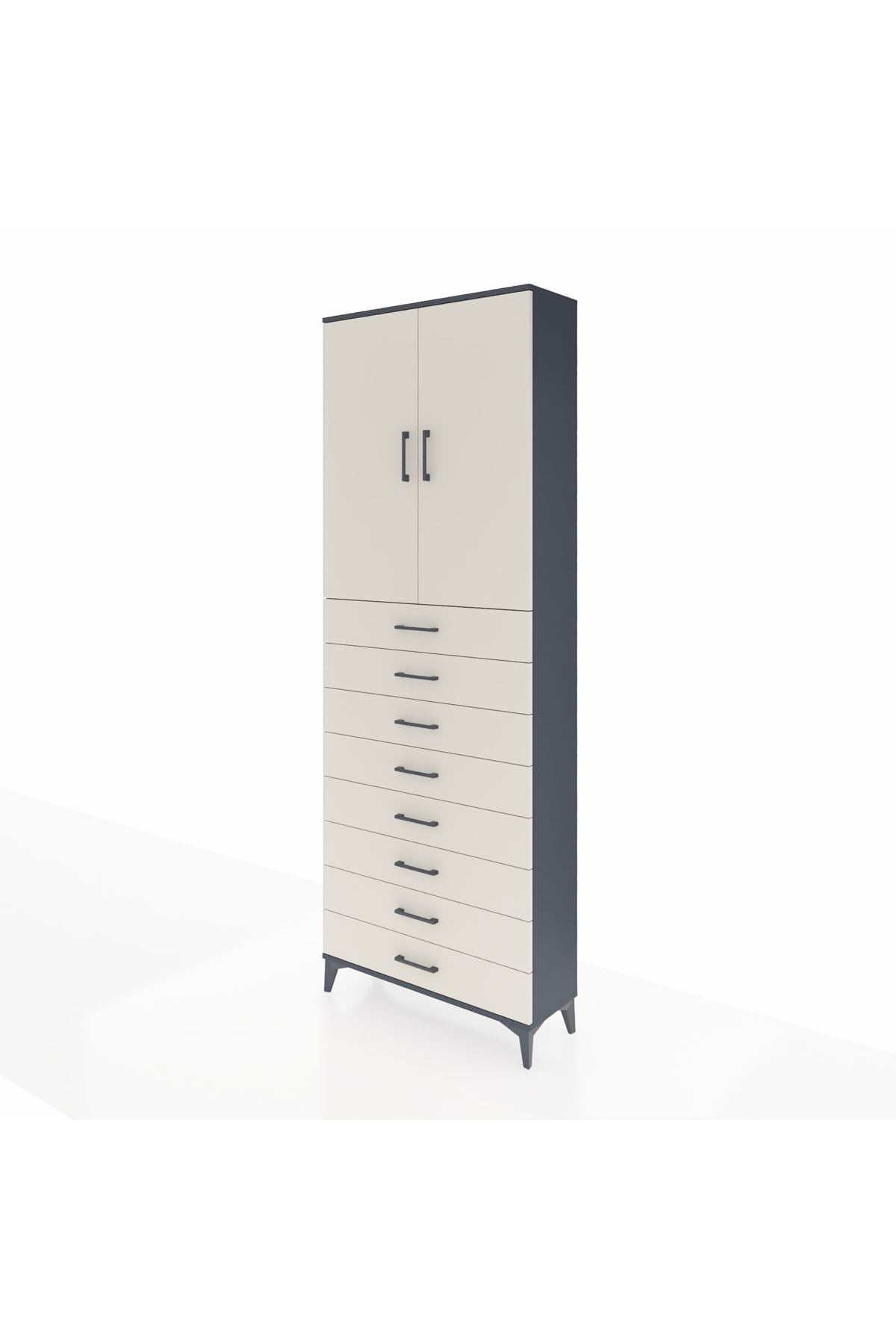 Arges Dolap 3 Raflı 8 Çekmeceli 2 Kapaklı 88x30x243 - S33M209V4A