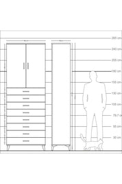 Arges Dolap 3 Raflı 8 Çekmeceli 2 Kapaklı 88x30x243 - S33M209V4A