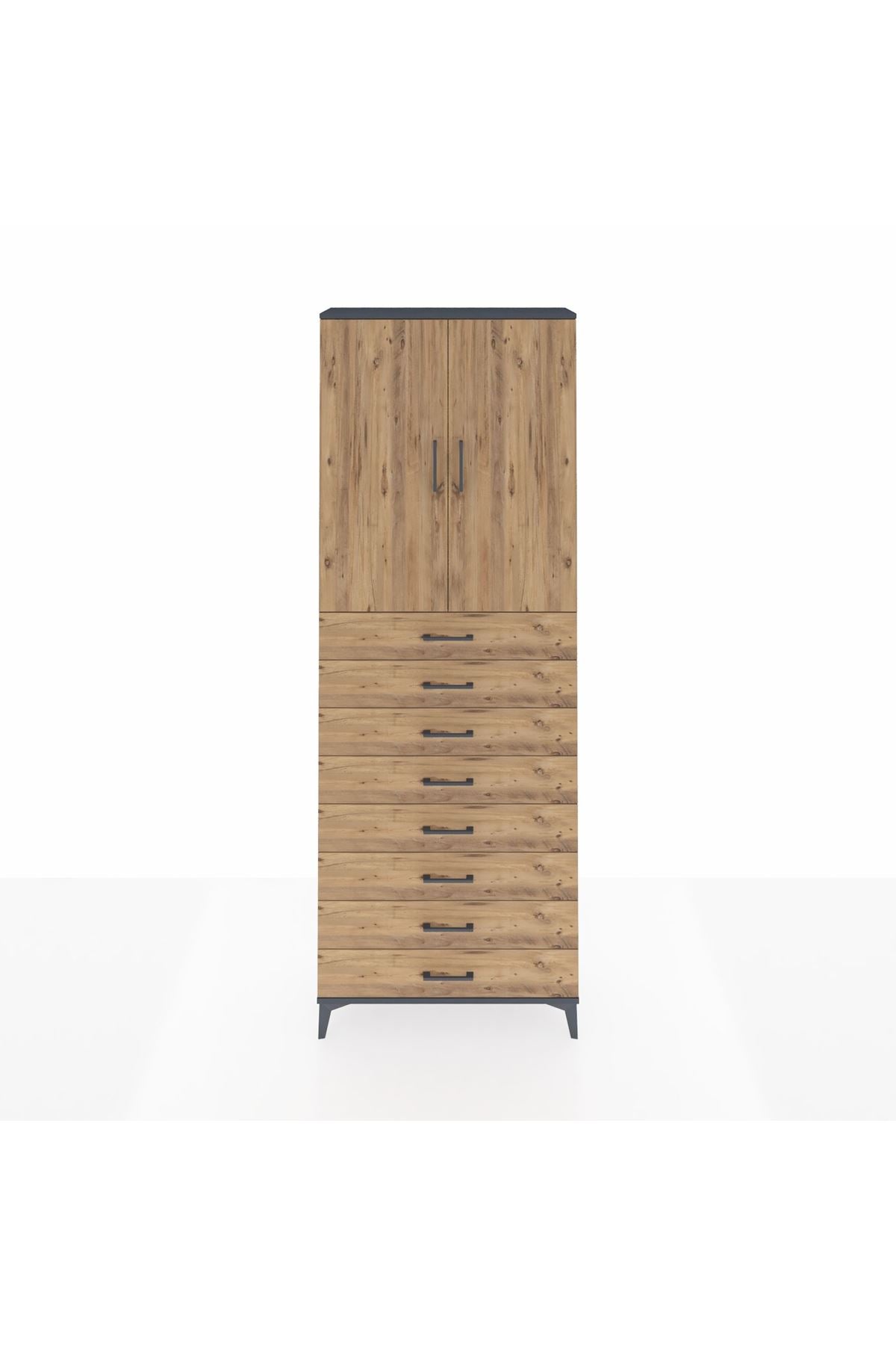 Arges Dolap 3 Raflı 8 Çekmeceli 2 Kapaklı 88x30x243 - S33M209V6A