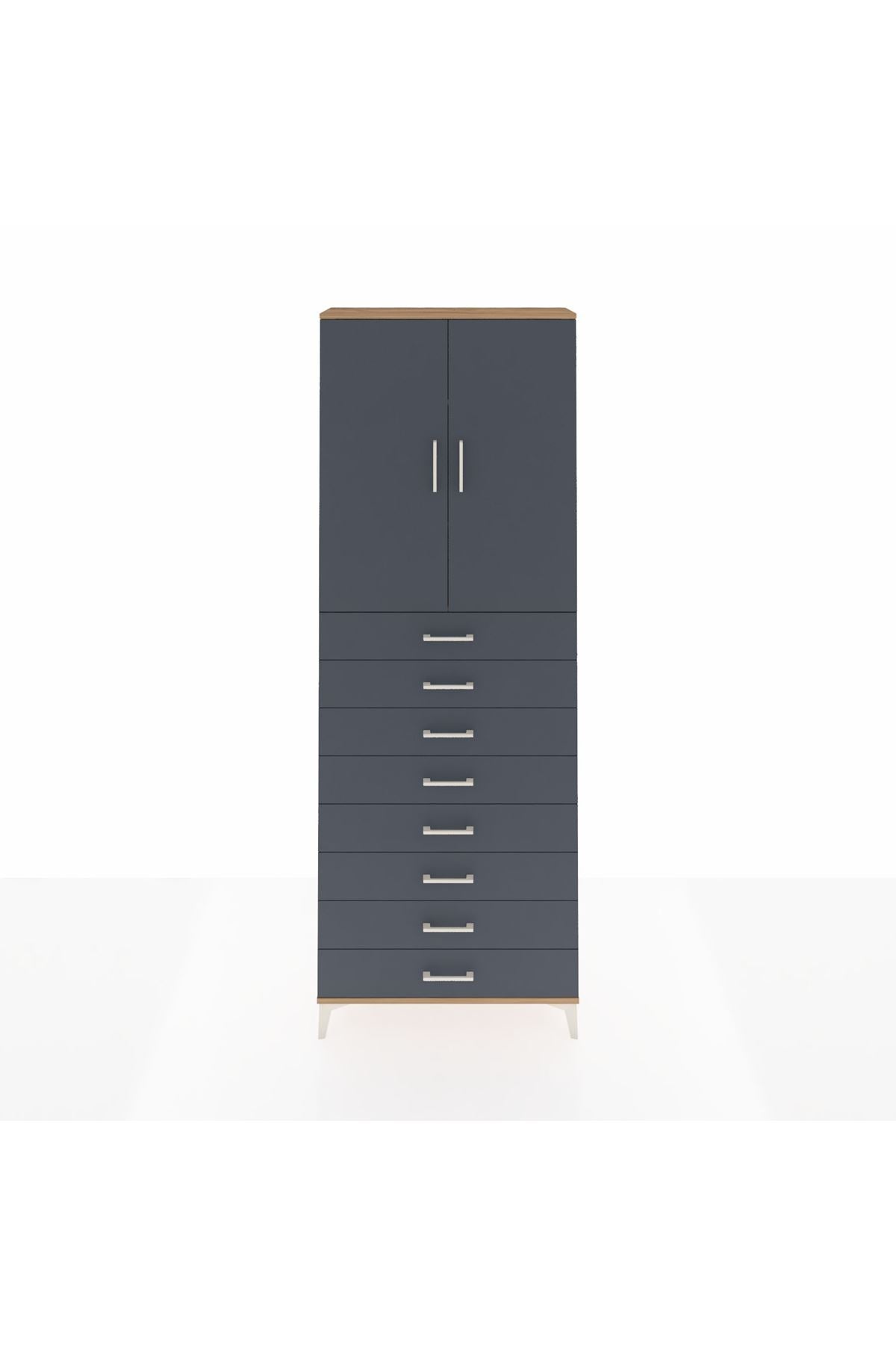 Arges Dolap 3 Raflı 8 Çekmeceli 2 Kapaklı 88x30x243 - S33M209V8A