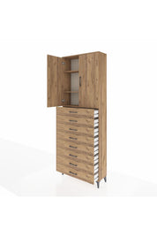 Arges Dolap 3 Raflı 8 Çekmeceli 2 Kapaklı 88x30x243 - S33M209V9A