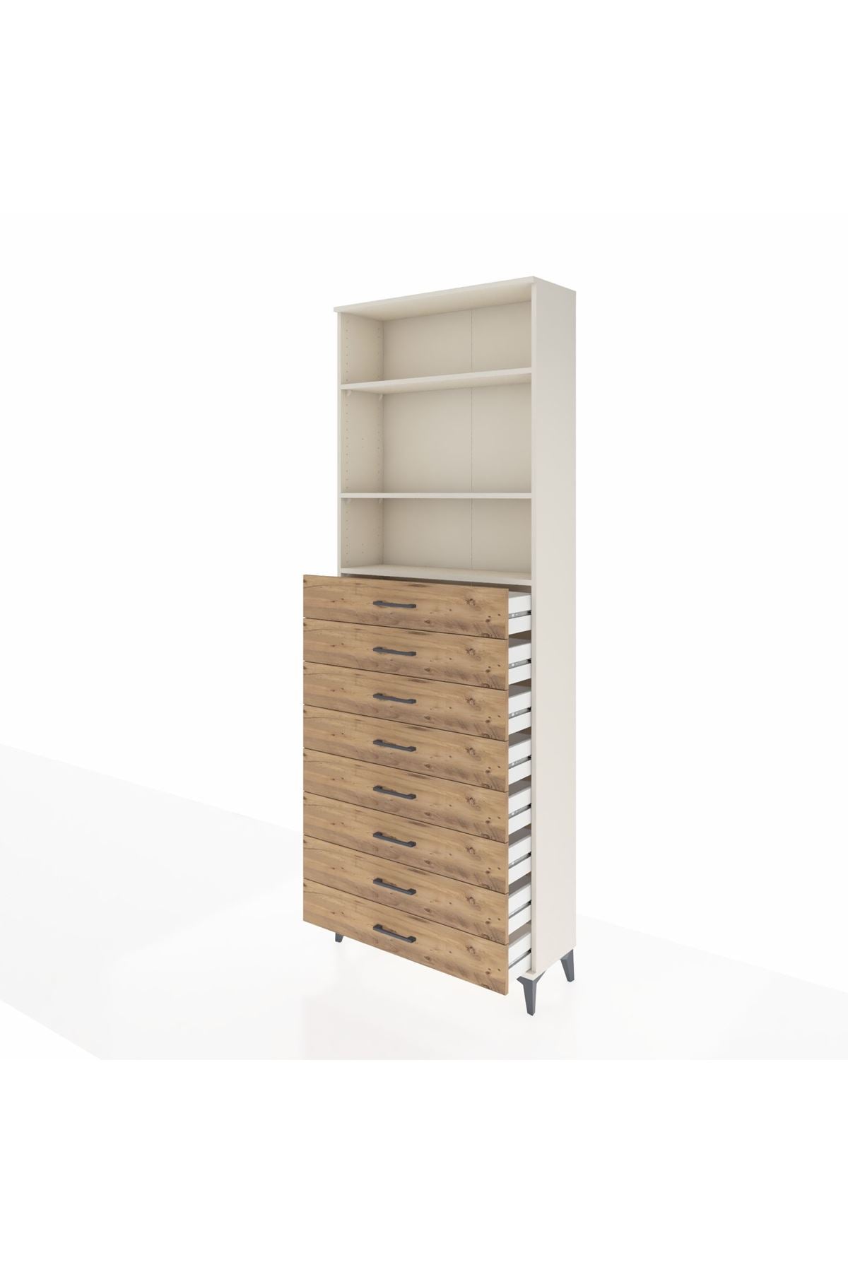 Arges Dolap 3 Raflı 8 Çekmeceli 88x30x243 - S33M210V3A