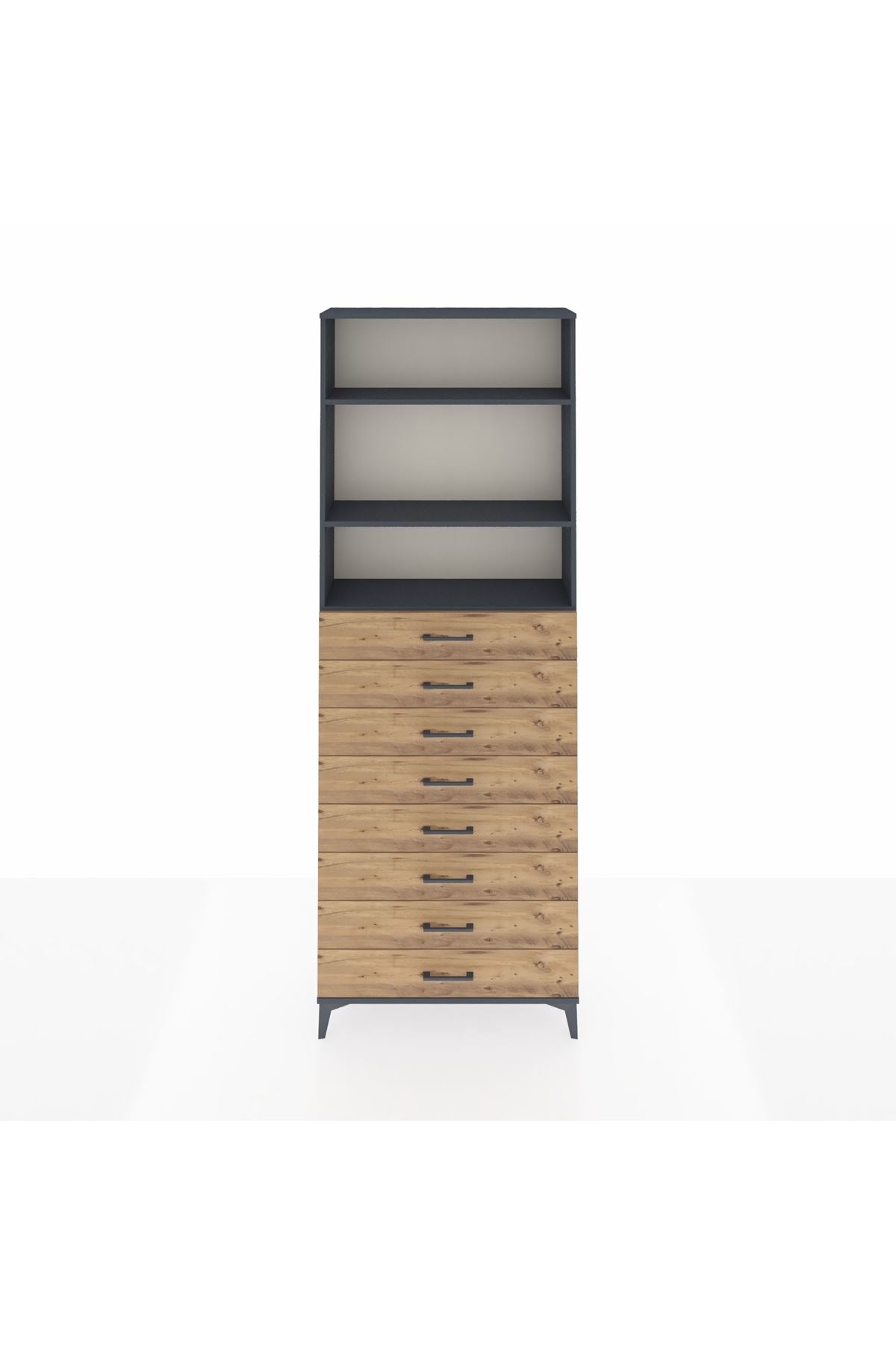 Arges Dolap 3 Raflı 8 Çekmeceli 88x30x243 - S33M210V6A